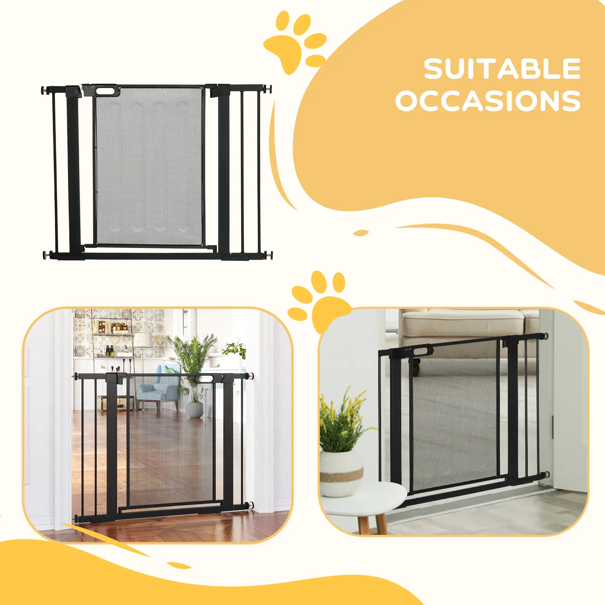 29.5"-40.6" Metal Pet Gate, Auto Closing Door, Double Locking, Black - Image 7