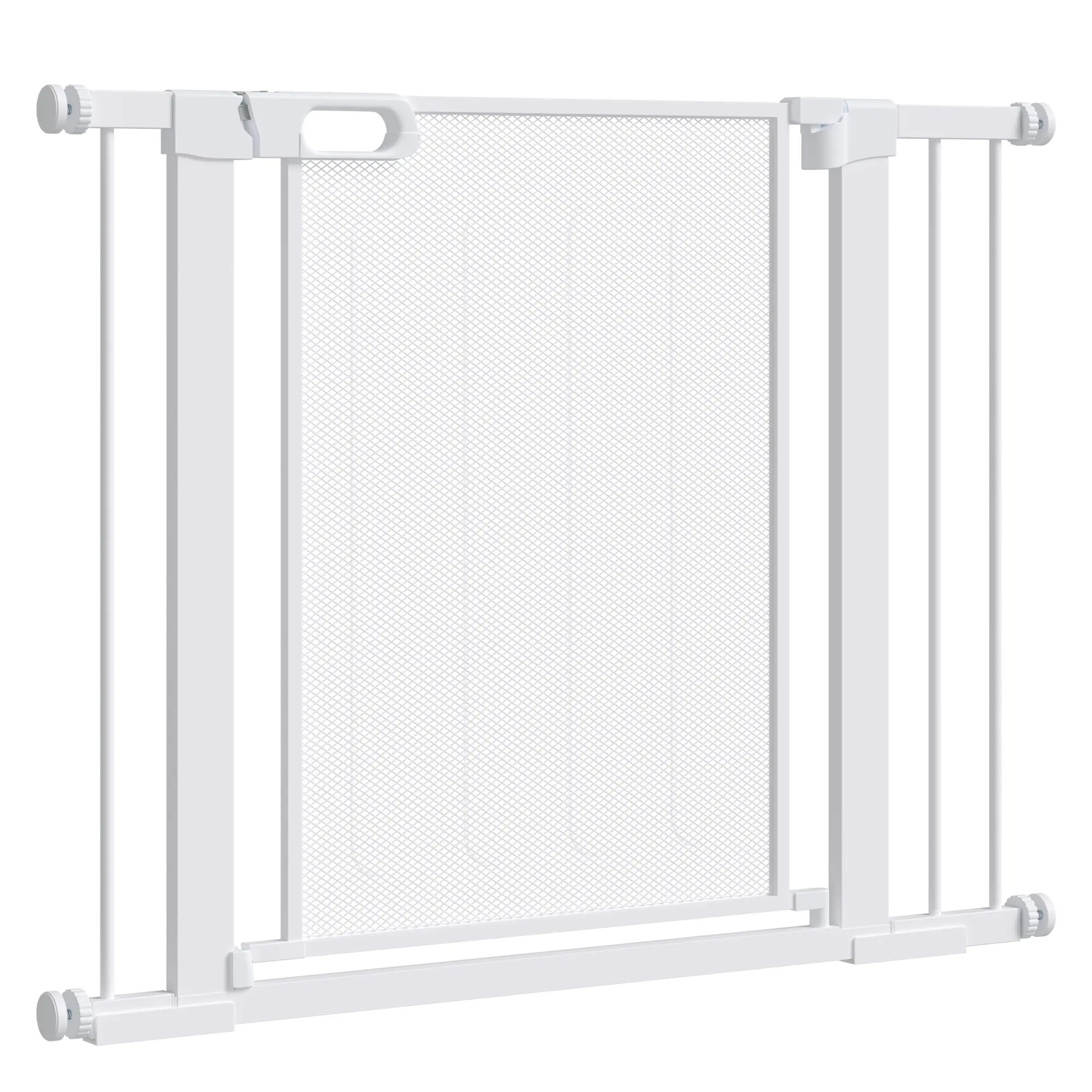29.5"-40.6" Metal Pet Gate, Auto Closing Door, Double Locking, White
