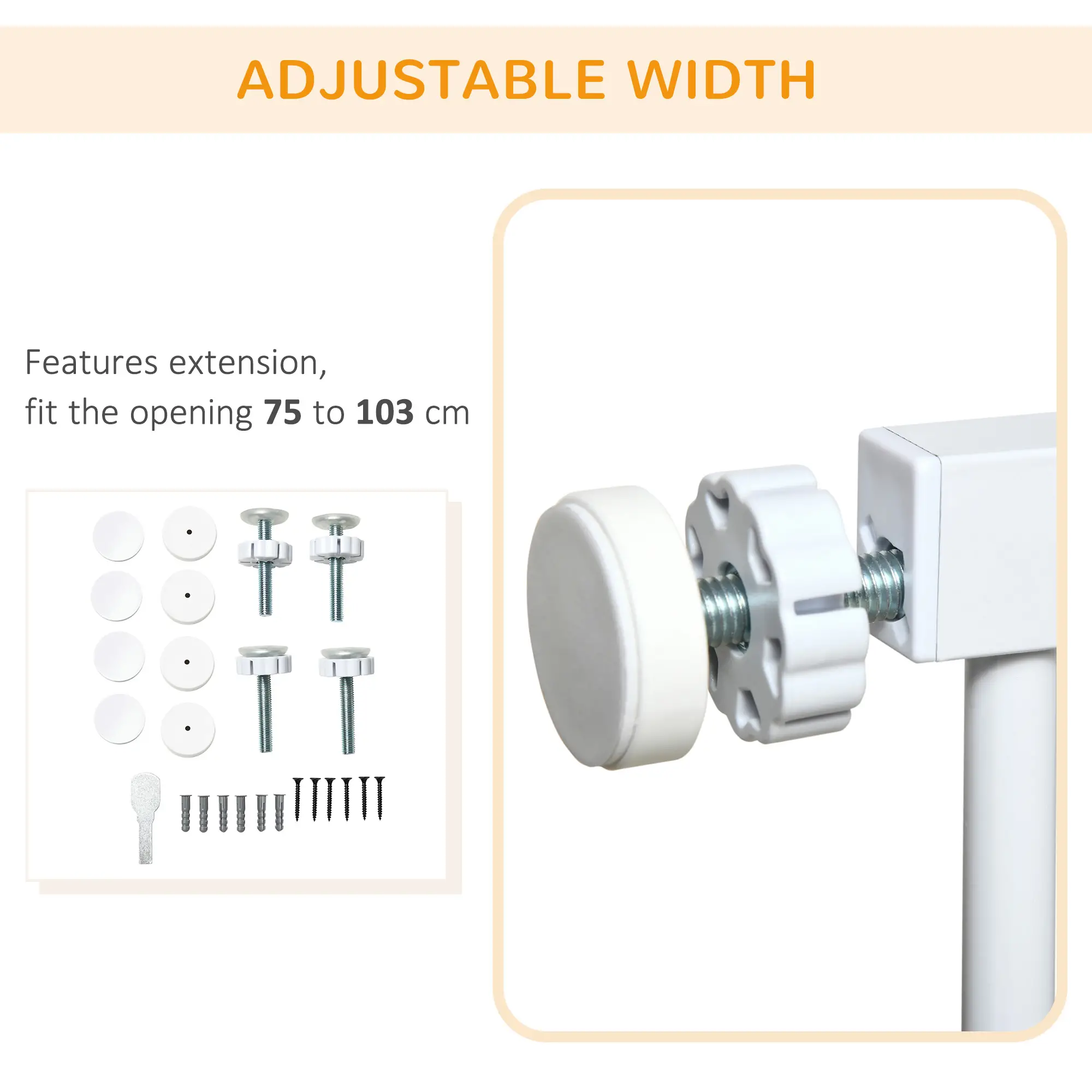 29.5"-40.6" Metal Pet Gate, Auto Closing Door, Double Locking, White - Image 6