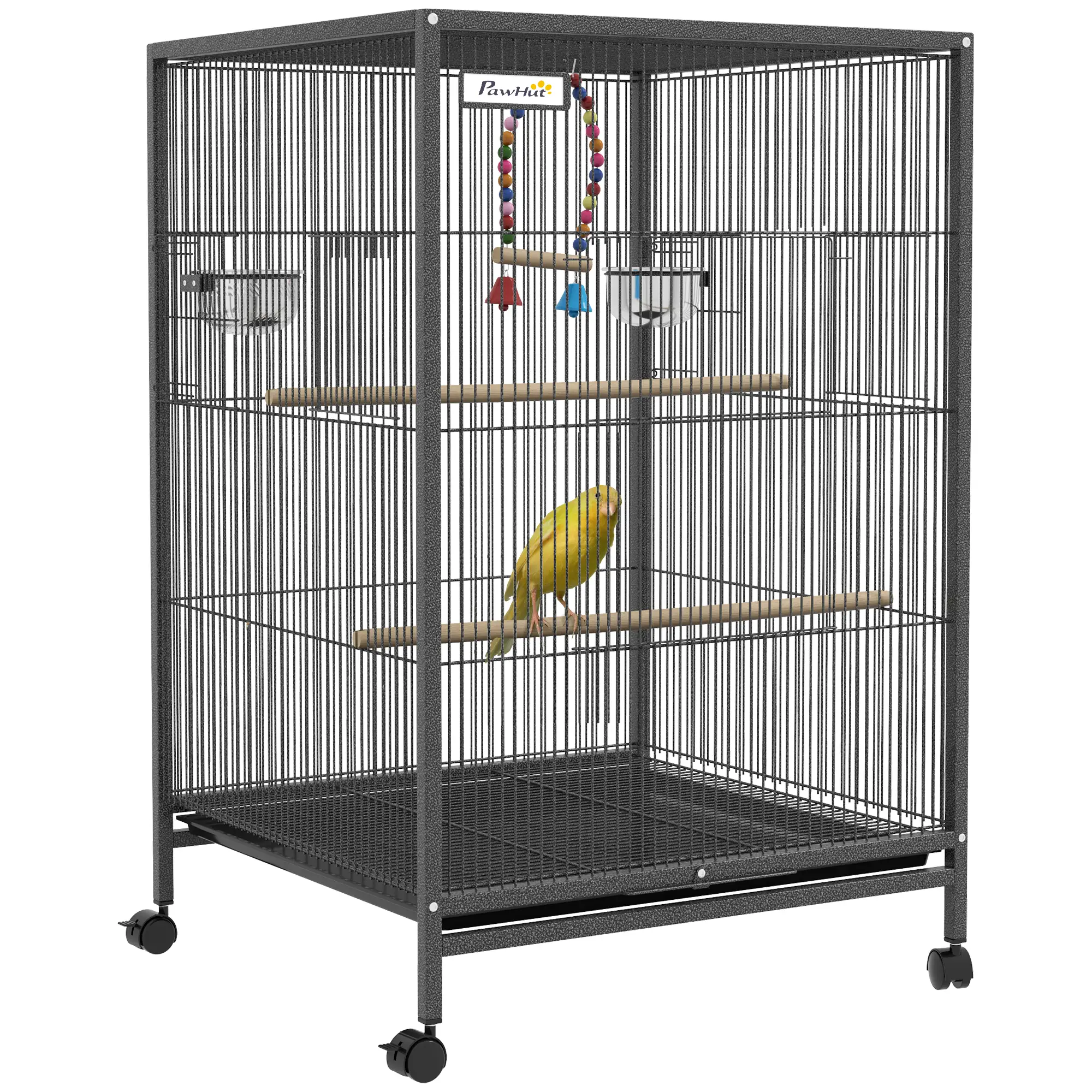 29" Bird Cage for Parrots, Lovebirds, Budgies, Finches, Flight Cage, Grey