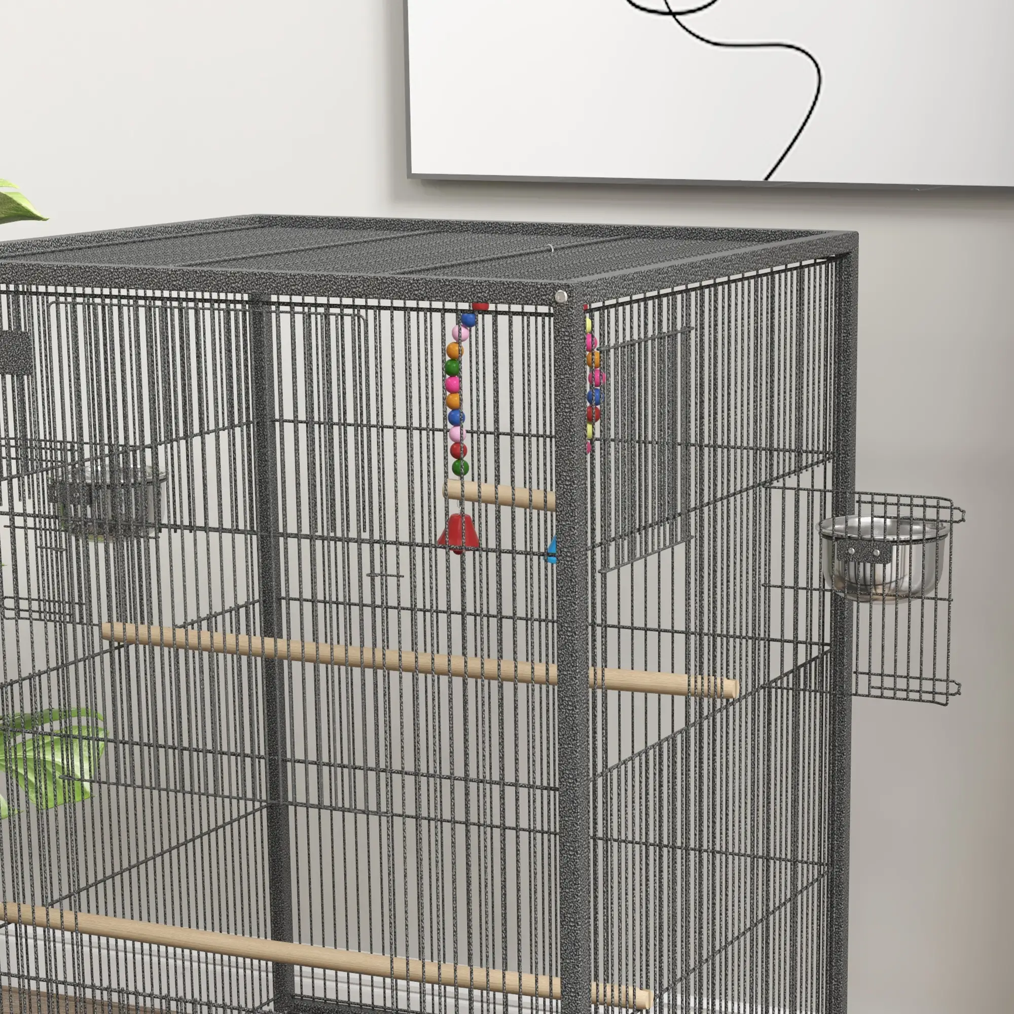 29" Bird Cage for Parrots, Lovebirds, Budgies, Finches, Flight Cage, Grey - Image 10