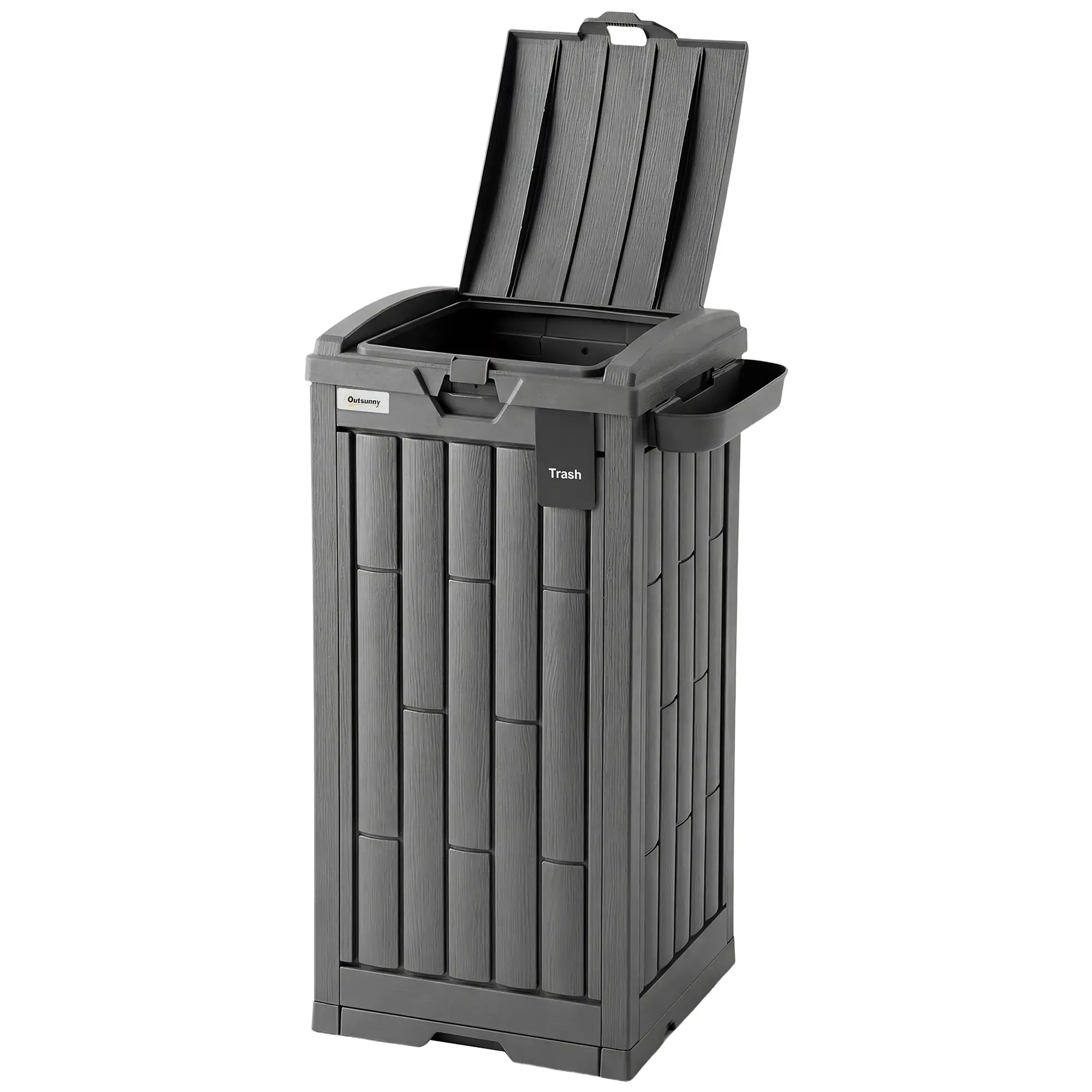 29 Gallon Outdoor Garbage Bin, Dual Lid, Ashtray Drip Tray, Grey