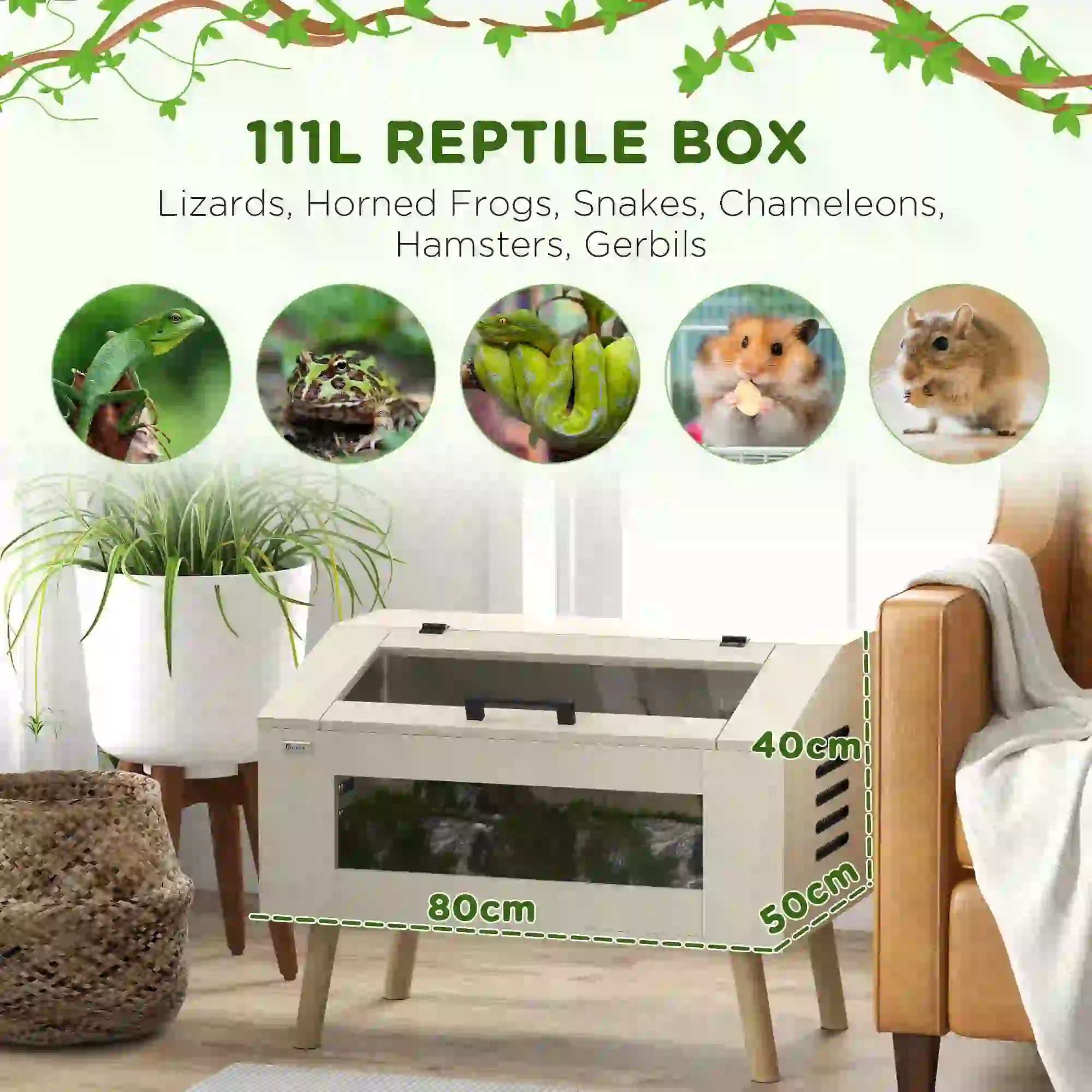 29 Gallon Reptile Terrarium, Top Opening Tank w/ Ventilation - Image 4