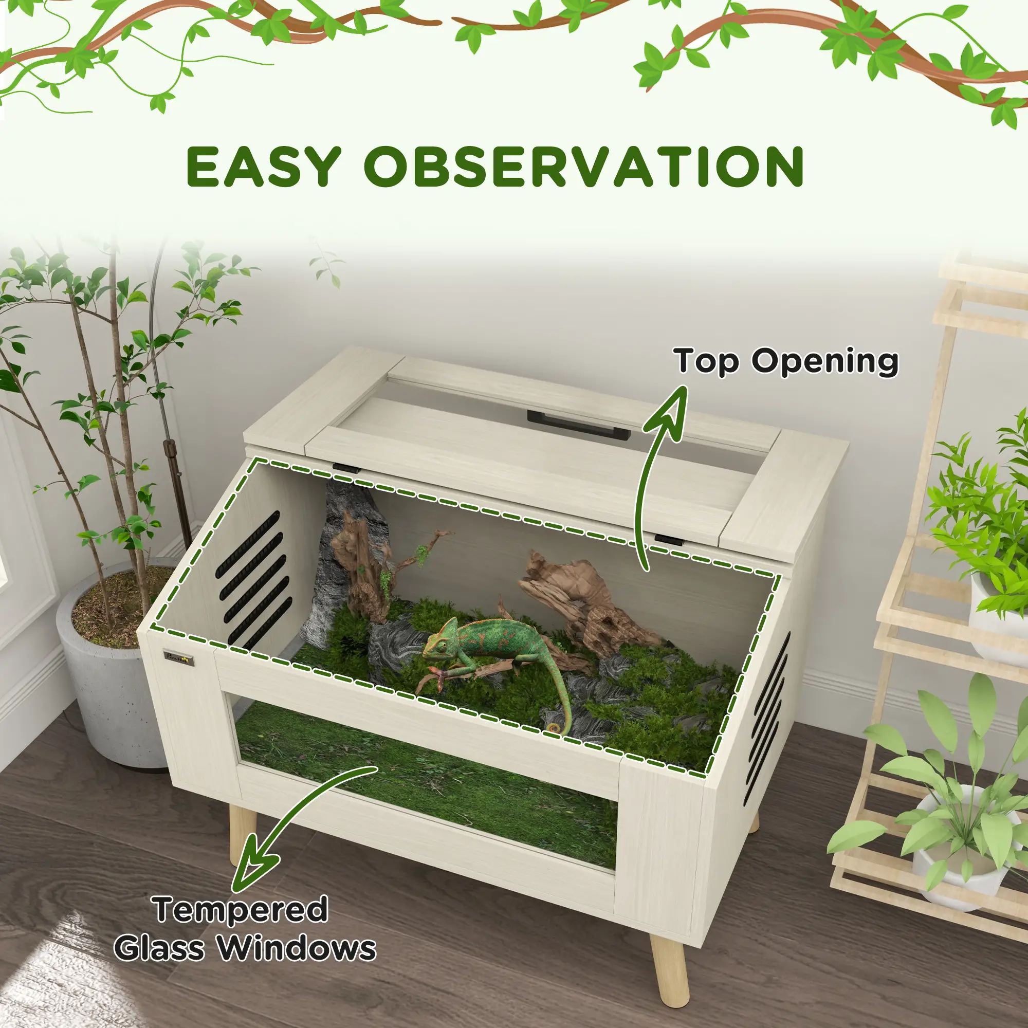 29 Gallon Reptile Terrarium, Top Opening Tank w/ Ventilation - Image 5