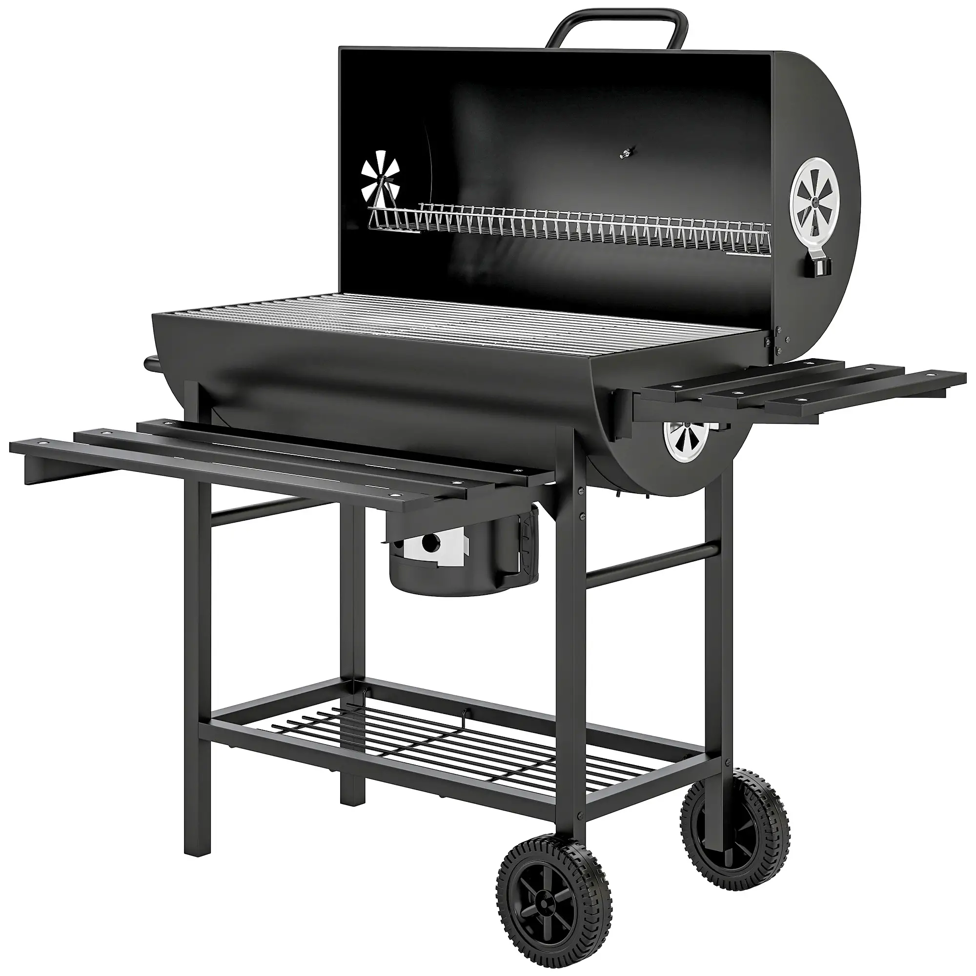 29 Inch Charcoal BBQ Grill With Foldable Table, Black
