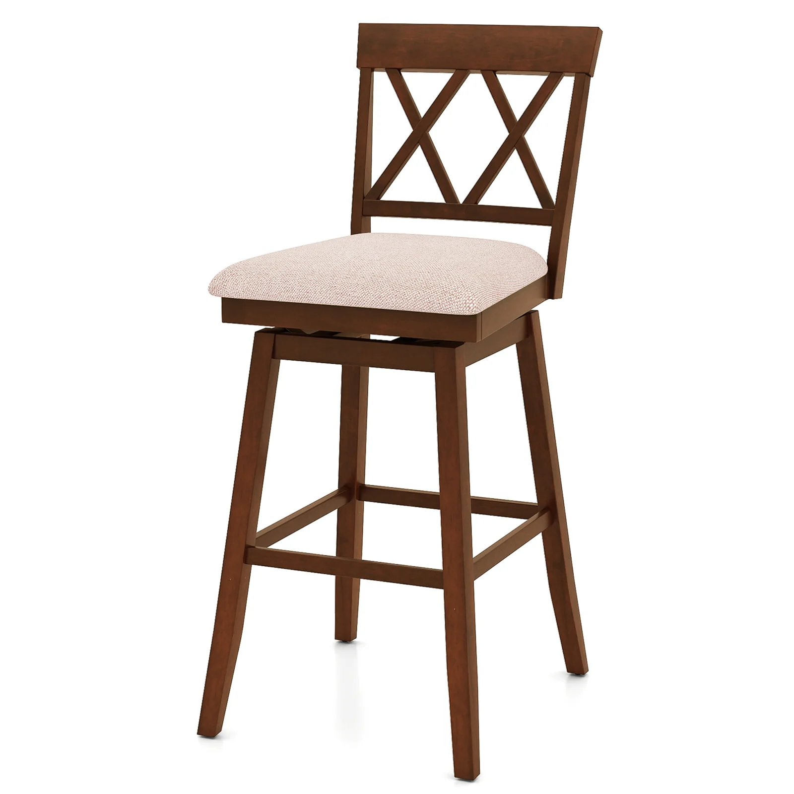 29 Inch Counter Height Barstools with Backrest and Upholstered Seat Cushion for Kitchen Dining Room, Oak - Image 4