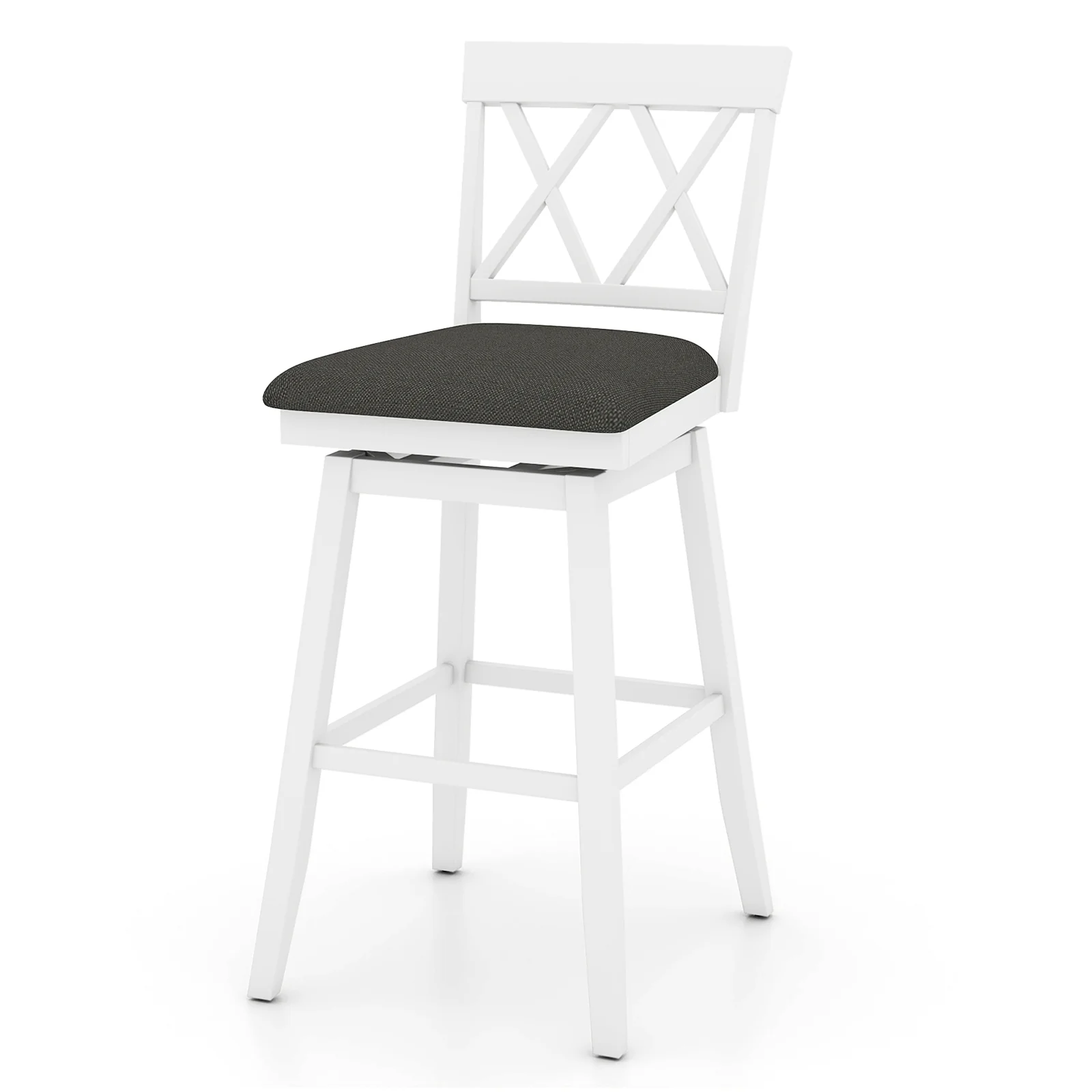 29 Inch Counter Height Barstools with Backrest and Upholstered Seat Cushion for Kitchen Dining Room, White - Image 4