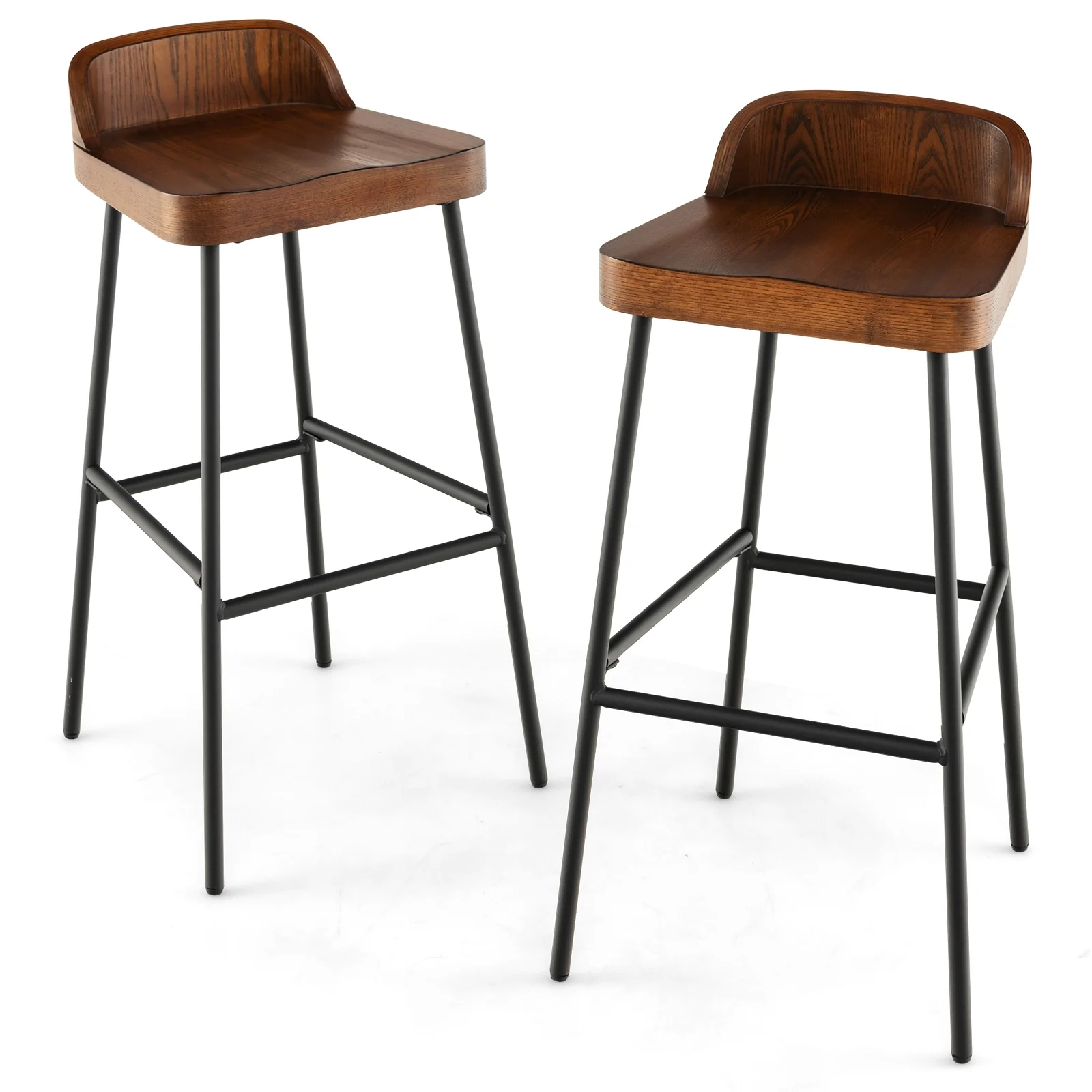 29 Inch Industrial Bar Stools, Set of 2, Brown - Image 5
