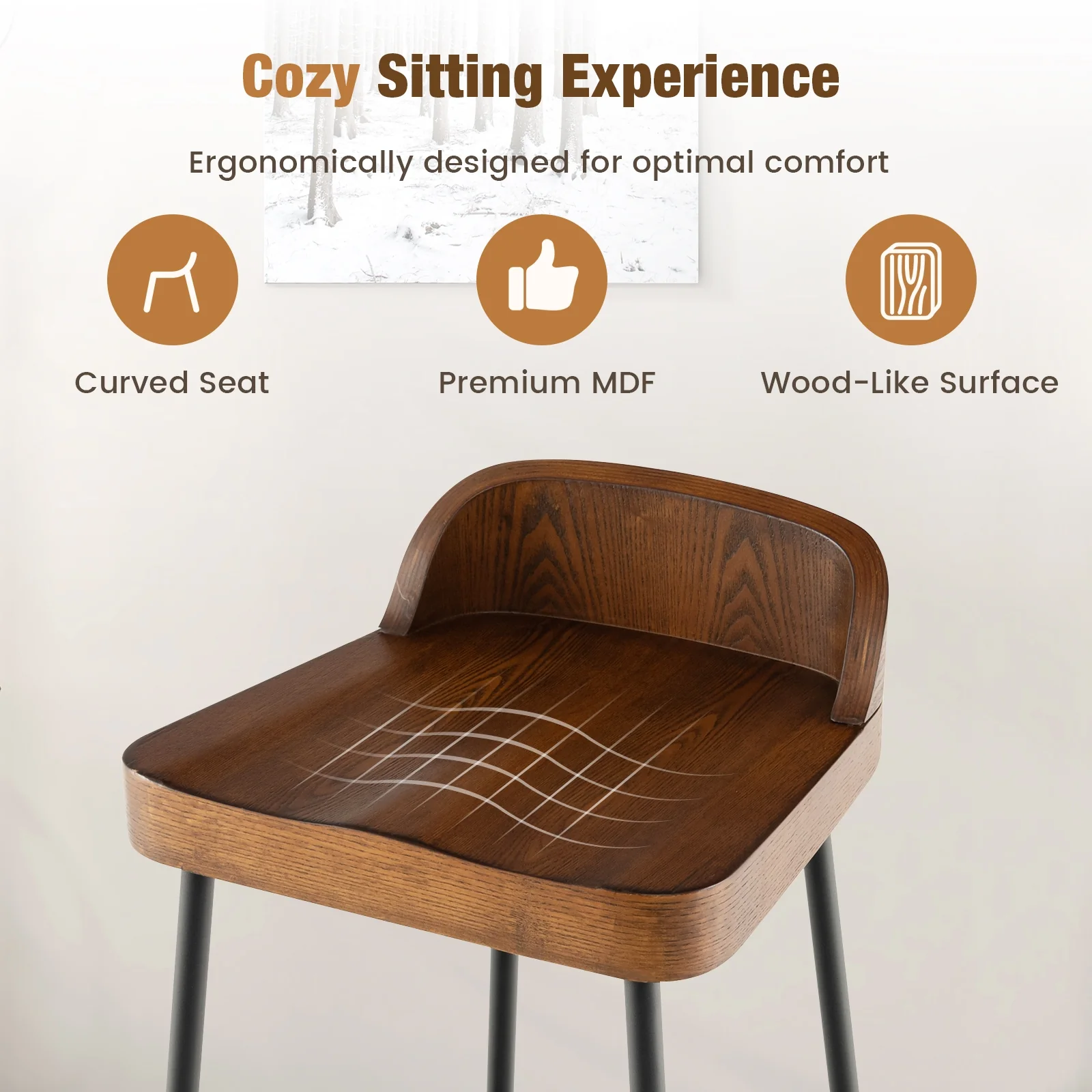 29 Inch Industrial Bar Stools, Set of 2, Brown - Image 8