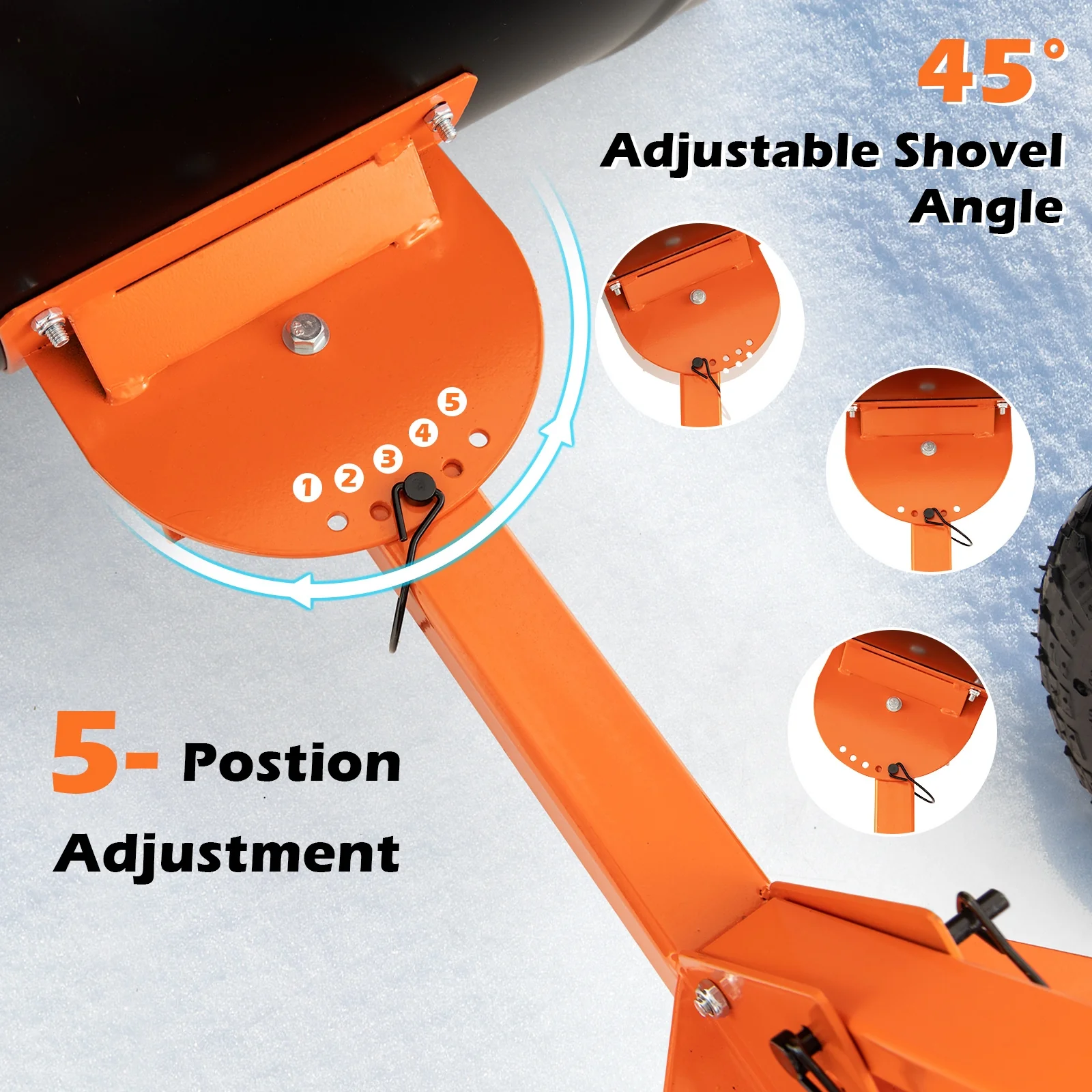29 Inch Snow Pusher, For Driveway, Orange - Image 6