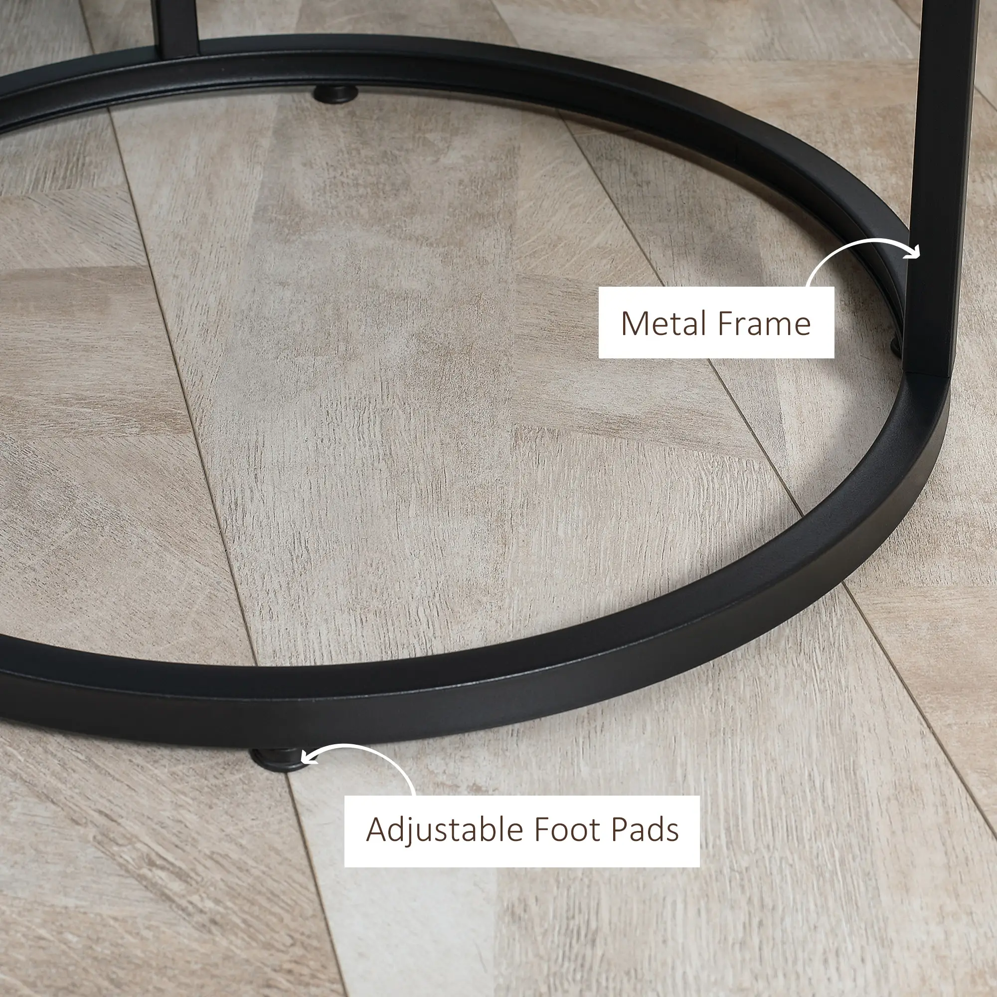 29" Round Nesting Tables, Set of 2, Metal Base, Rustic Brown - Image 6