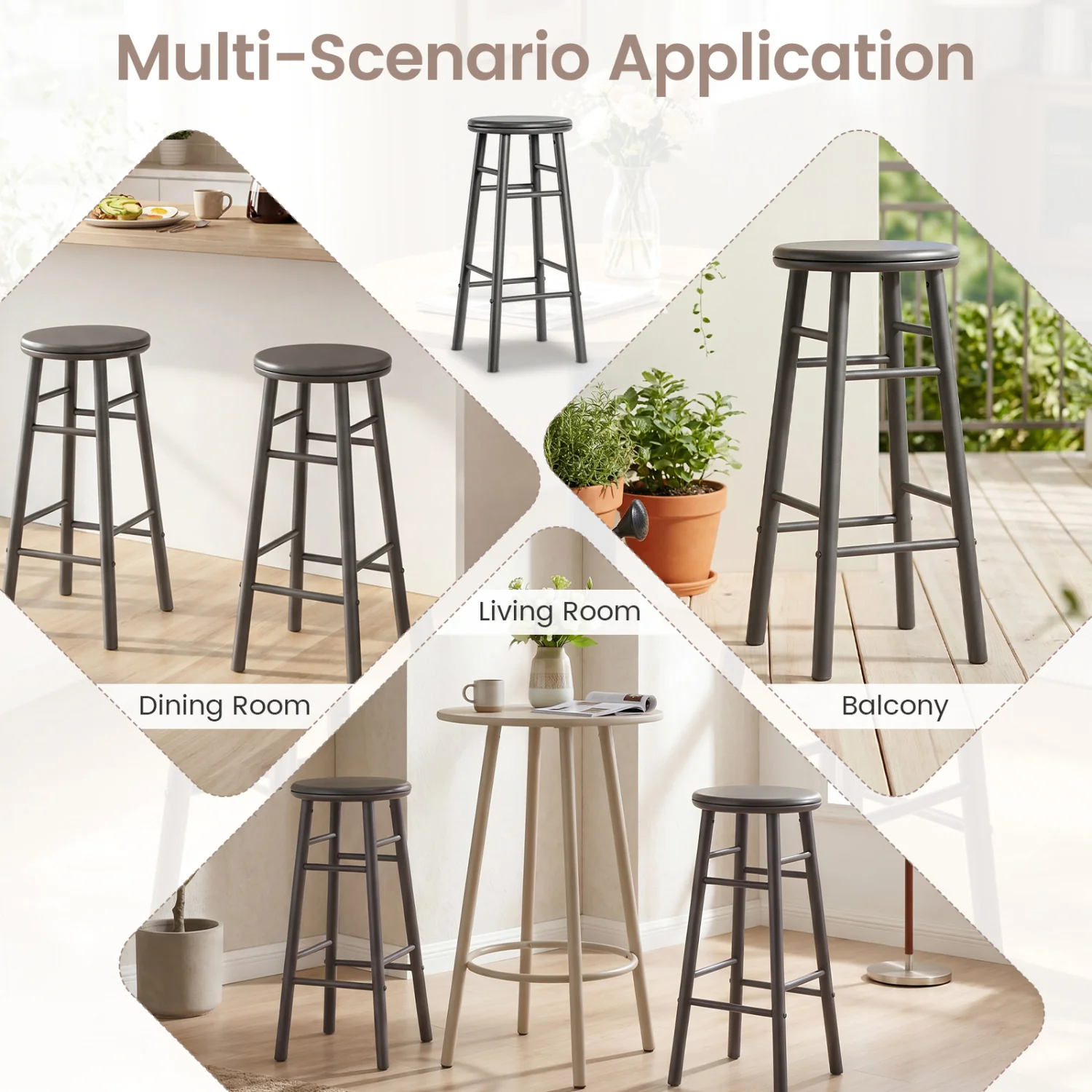 29" Swivel Bar Stools Set of 2, Gray - Image 8