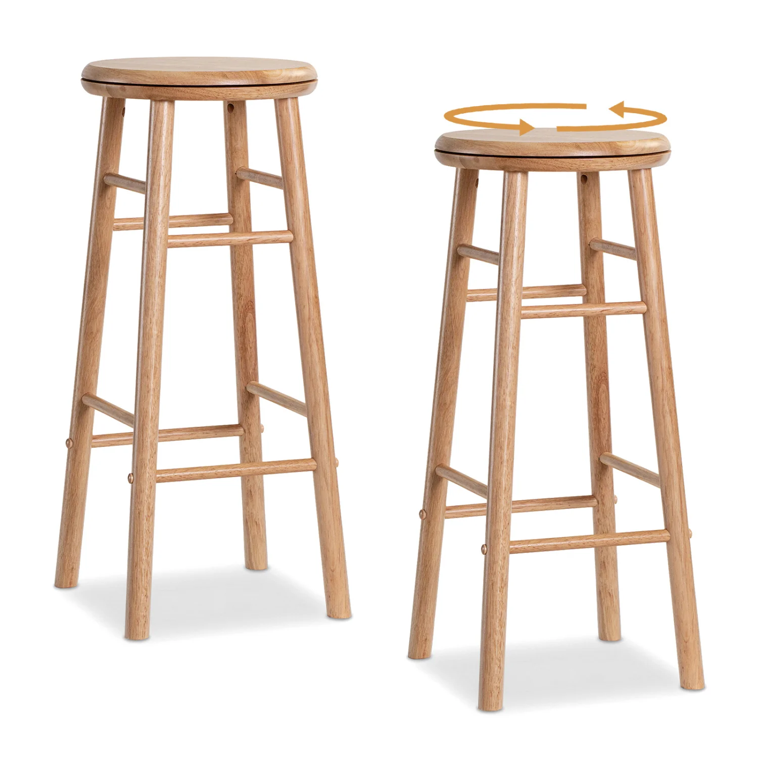 29" Swivel Bar Stools Set of 2, Natural - Image 4
