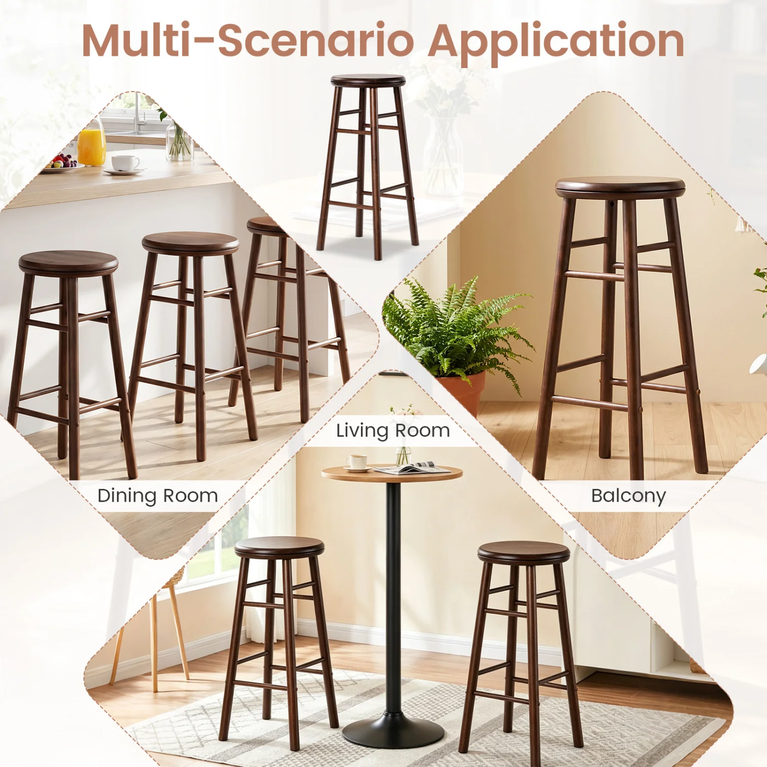 29" Swivel Bar Stools Set of 2, Walnut - Image 8