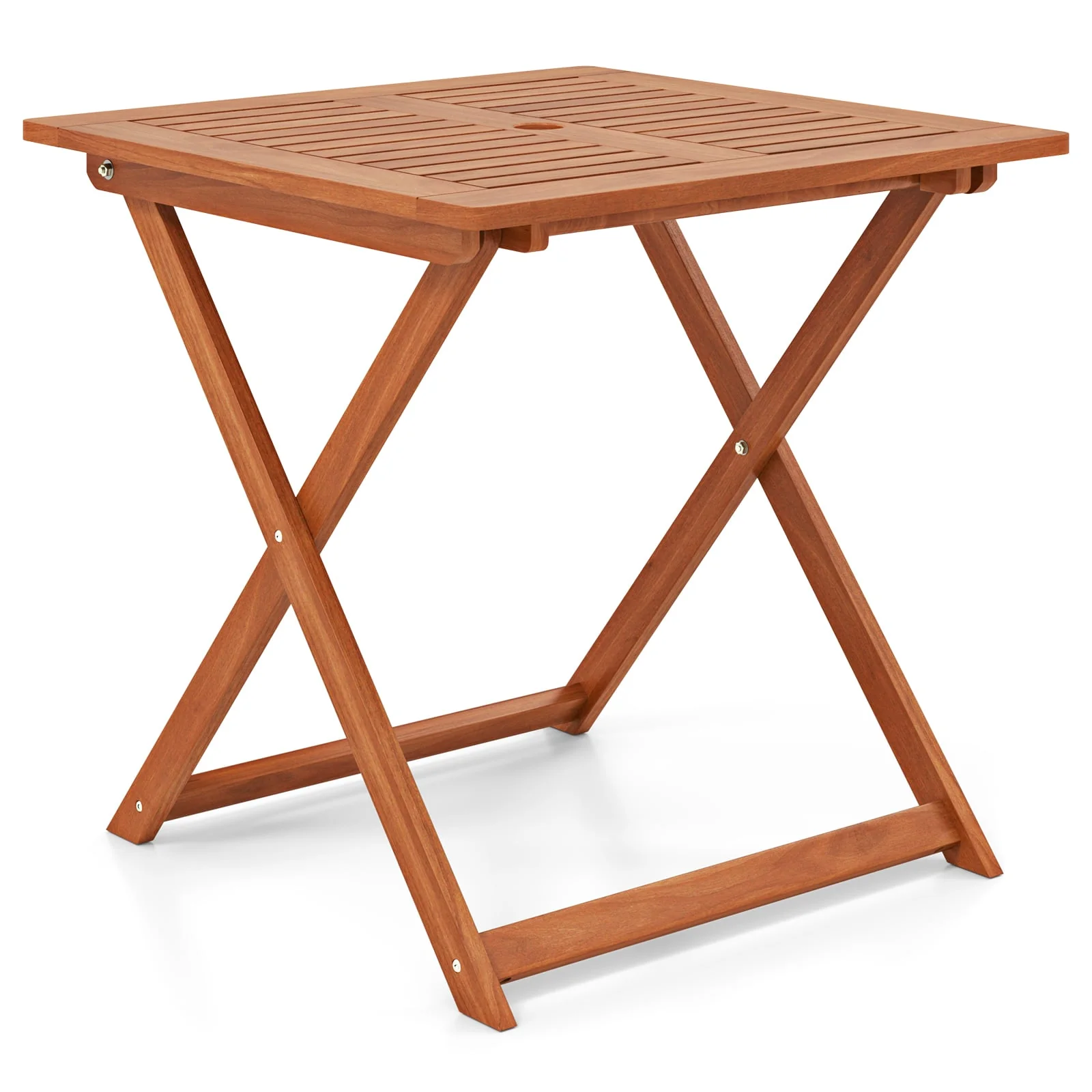 29.5 Inch x 29.5 Inch Patio Dining Table with Teak Painting and Umbrella Hole, Teak