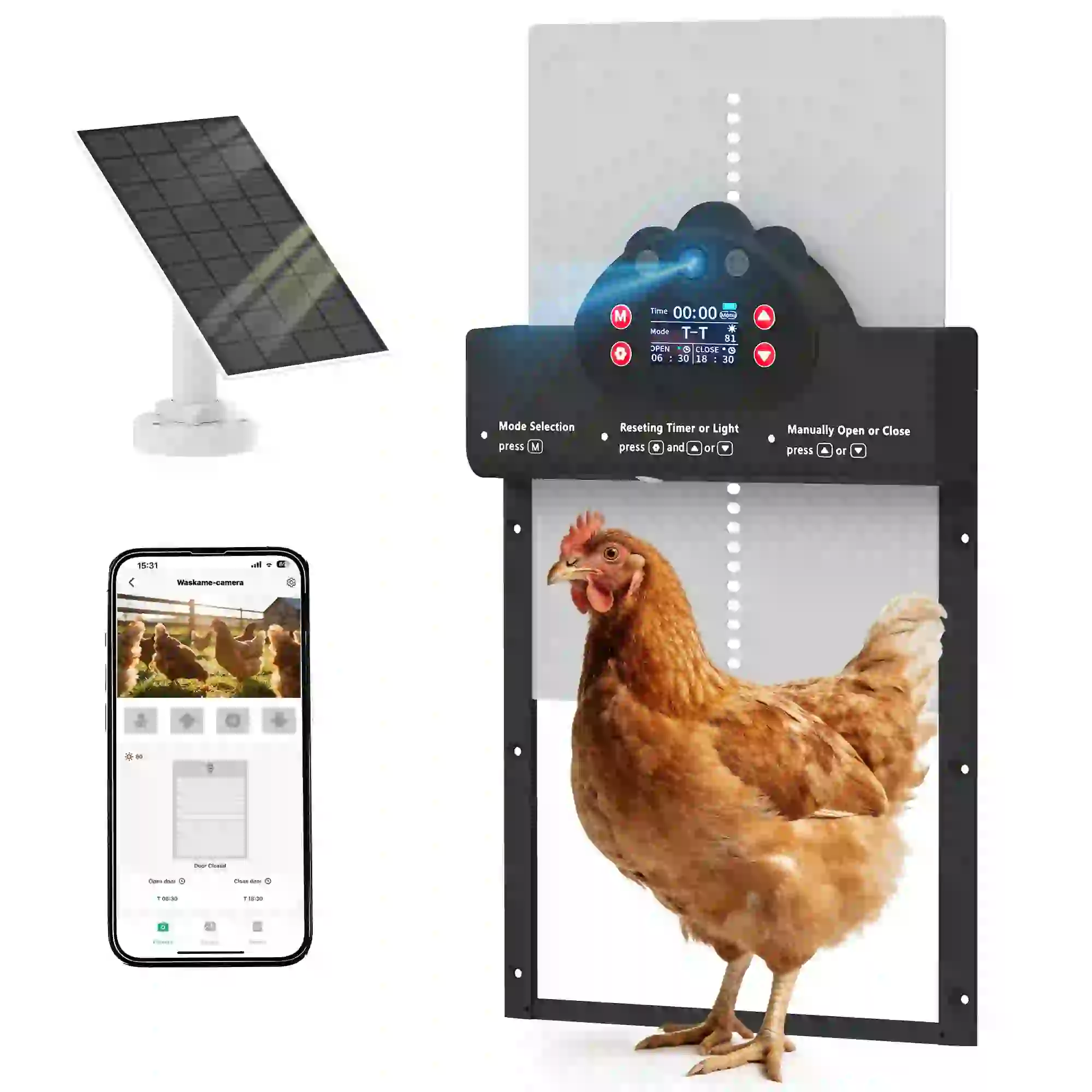 2K HD AI Camera Chicken Coop Door, WiFi Solar Powered, 5200 mAh Battery, Alarm - Image 7