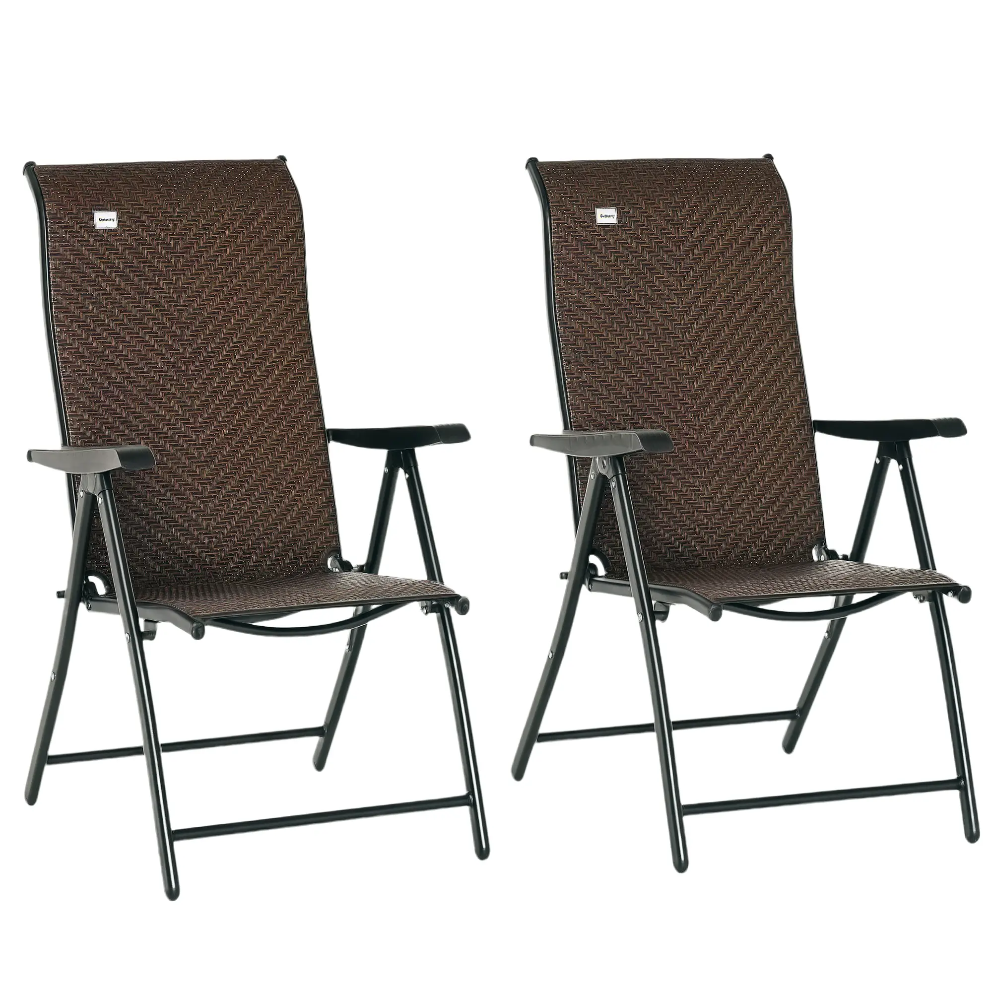 2PCs Outdoor Wicker Folding Chairs, Adjustable Backrest, Brown - Image 11