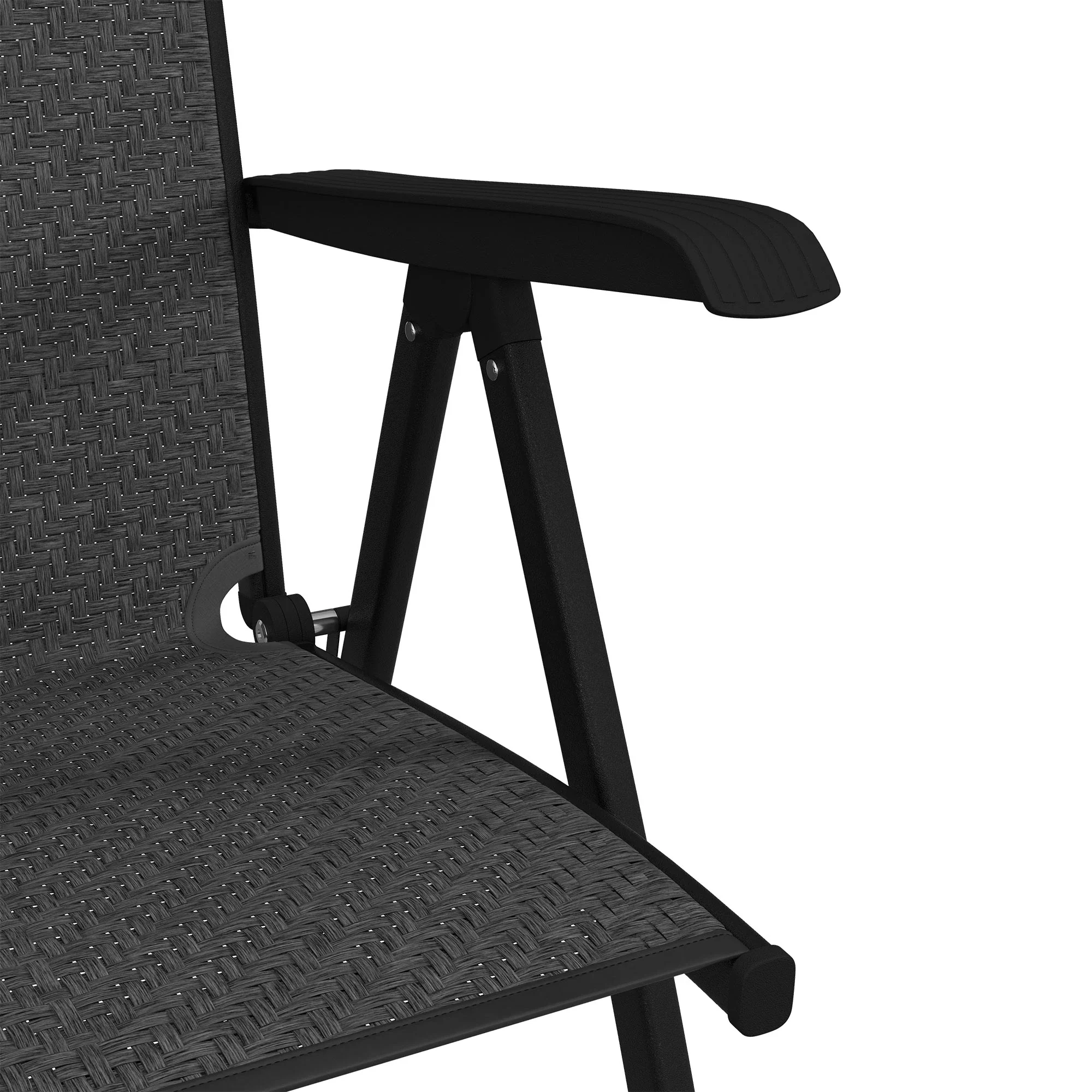 2PCs Outdoor Wicker Folding Chairs, Adjustable Backrest, Grey - Image 10