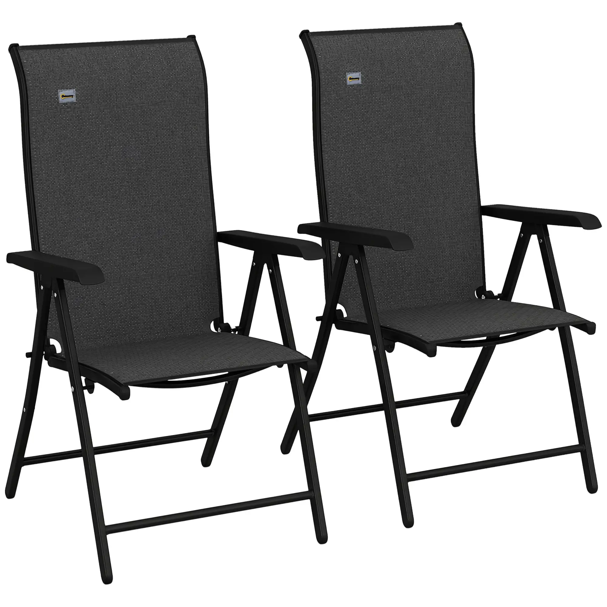 2PCs Outdoor Wicker Folding Chairs, Adjustable Backrest, Grey - Image 11