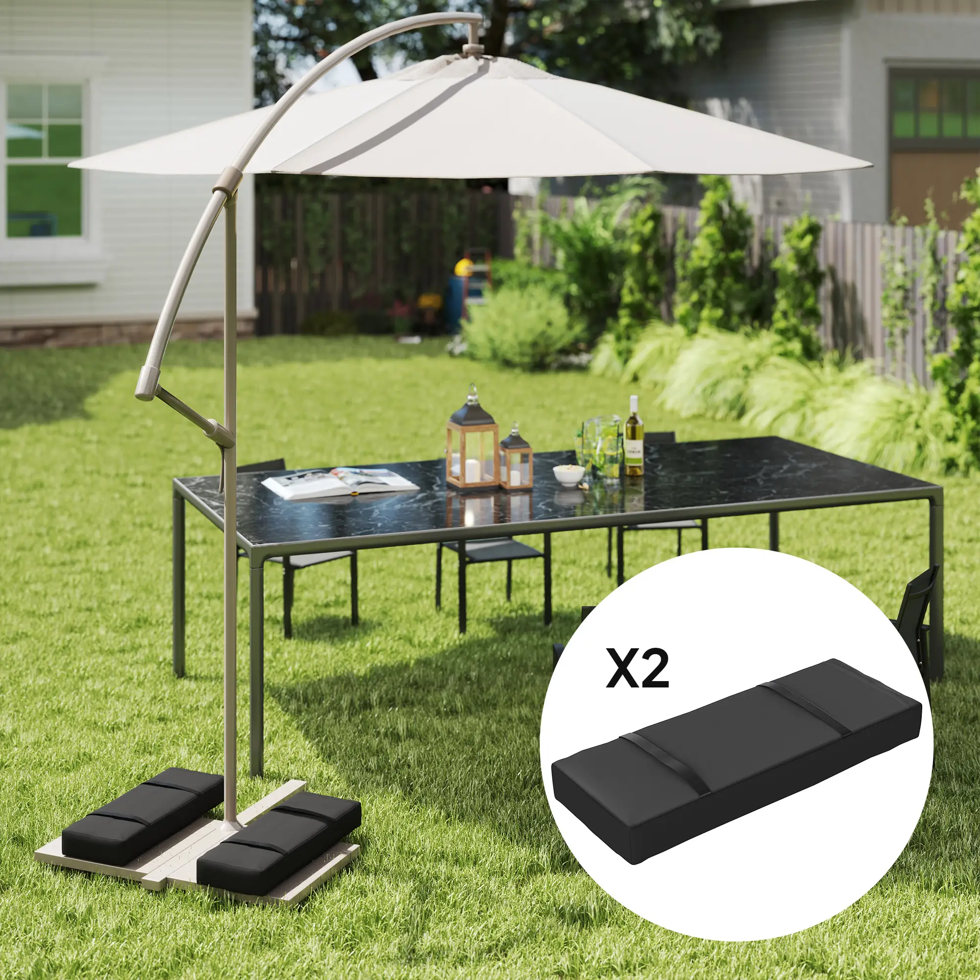 2PCS Patio Umbrella Base Weight Bag, 33 lbs, Black - Image 2