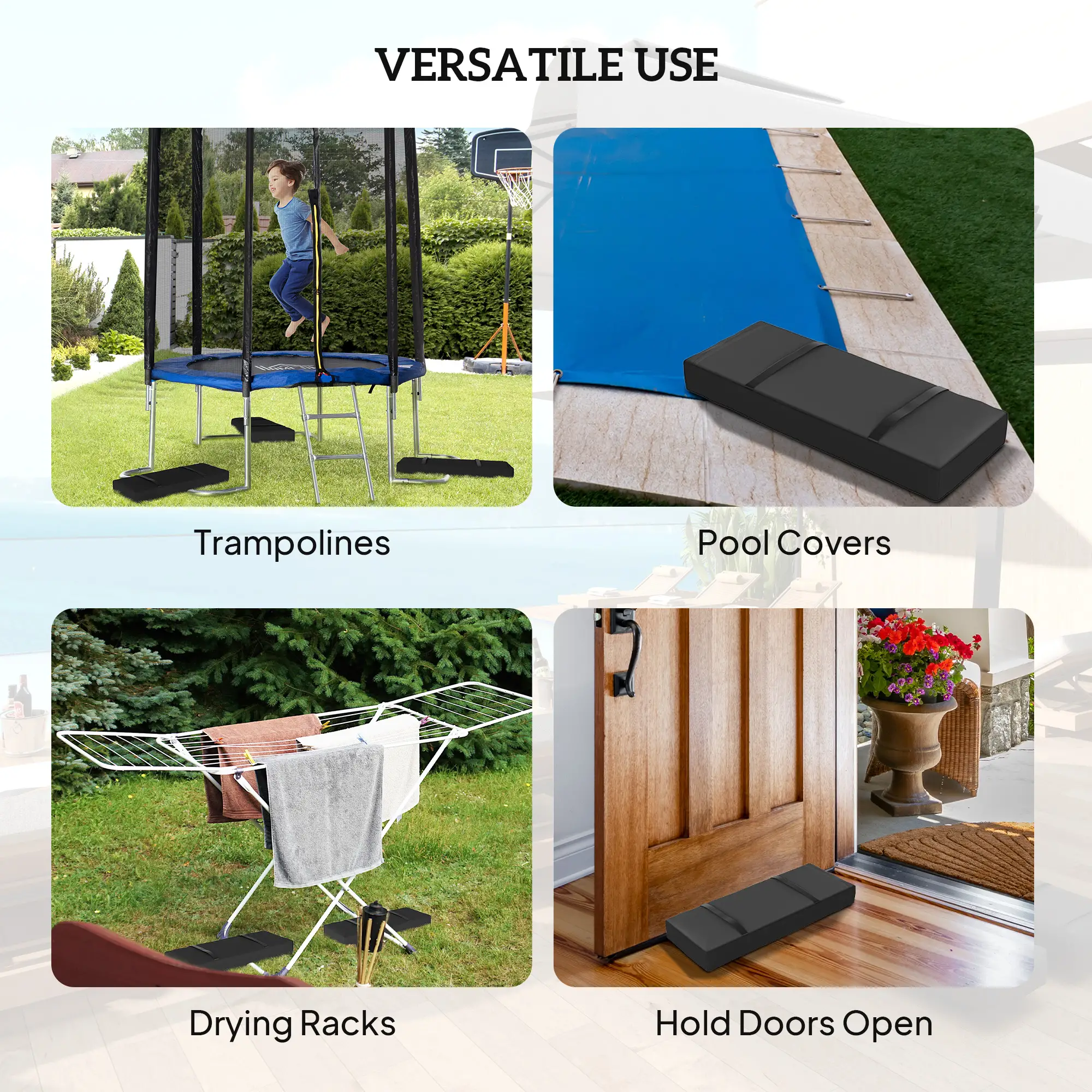 2PCS Patio Umbrella Base Weight Bag, 33 lbs, Black - Image 6