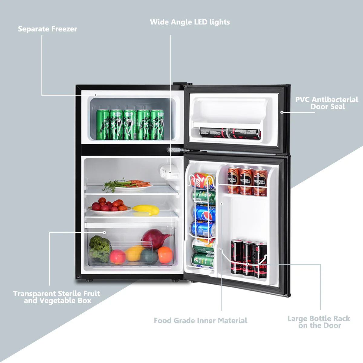 3.2 Cu Ft Compact Stainless Steel Refrigerator, Black - Image 9