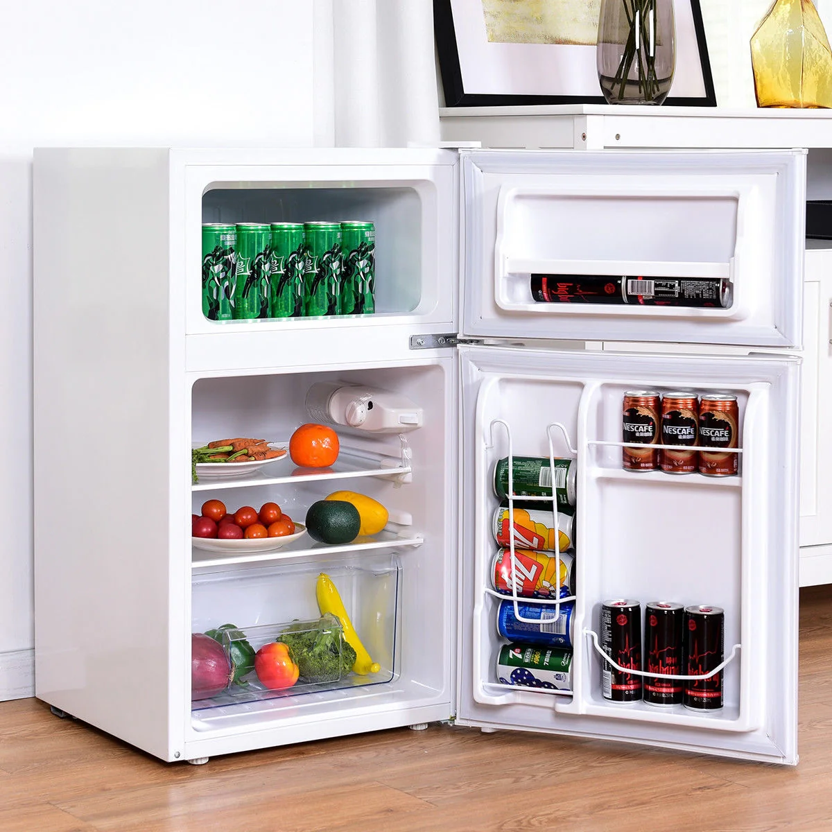 3.2 cu ft. Compact Stainless Steel Refrigerator, White - Image 3