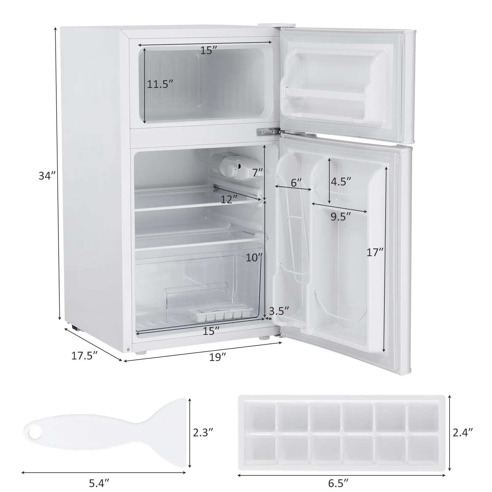 3.2 cu ft. Compact Stainless Steel Refrigerator, White - Image 6