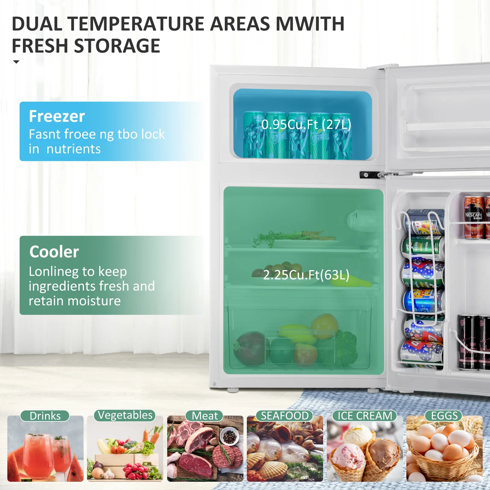 3.2 cu ft. Compact Stainless Steel Refrigerator, White - Image 8
