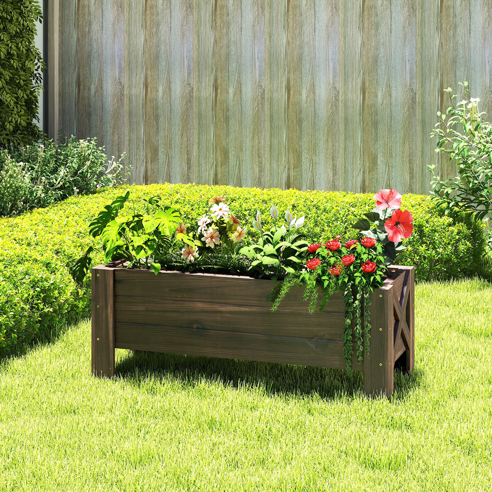 3.3 x 1.2 x 1.2 ft Raised Garden Bed, Carbonized - Image 2