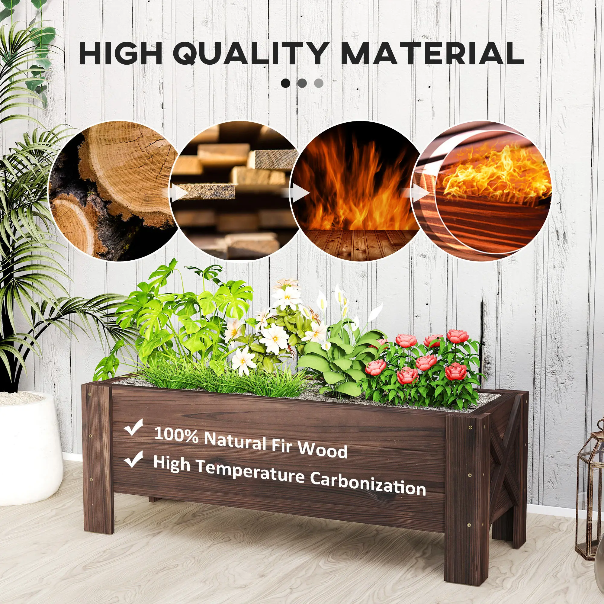 3.3 x 1.2 x 1.2 ft Raised Garden Bed, Carbonized - Image 5