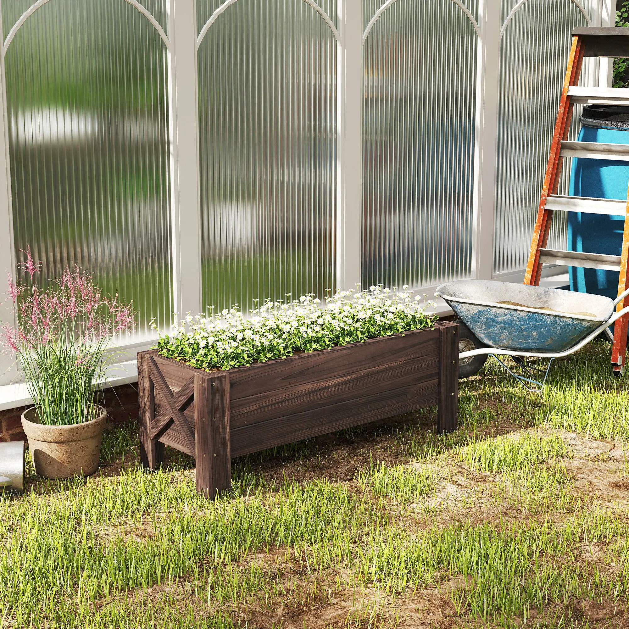 3.3 x 1.2 x 1.2 ft Raised Garden Bed, Carbonized - Image 9