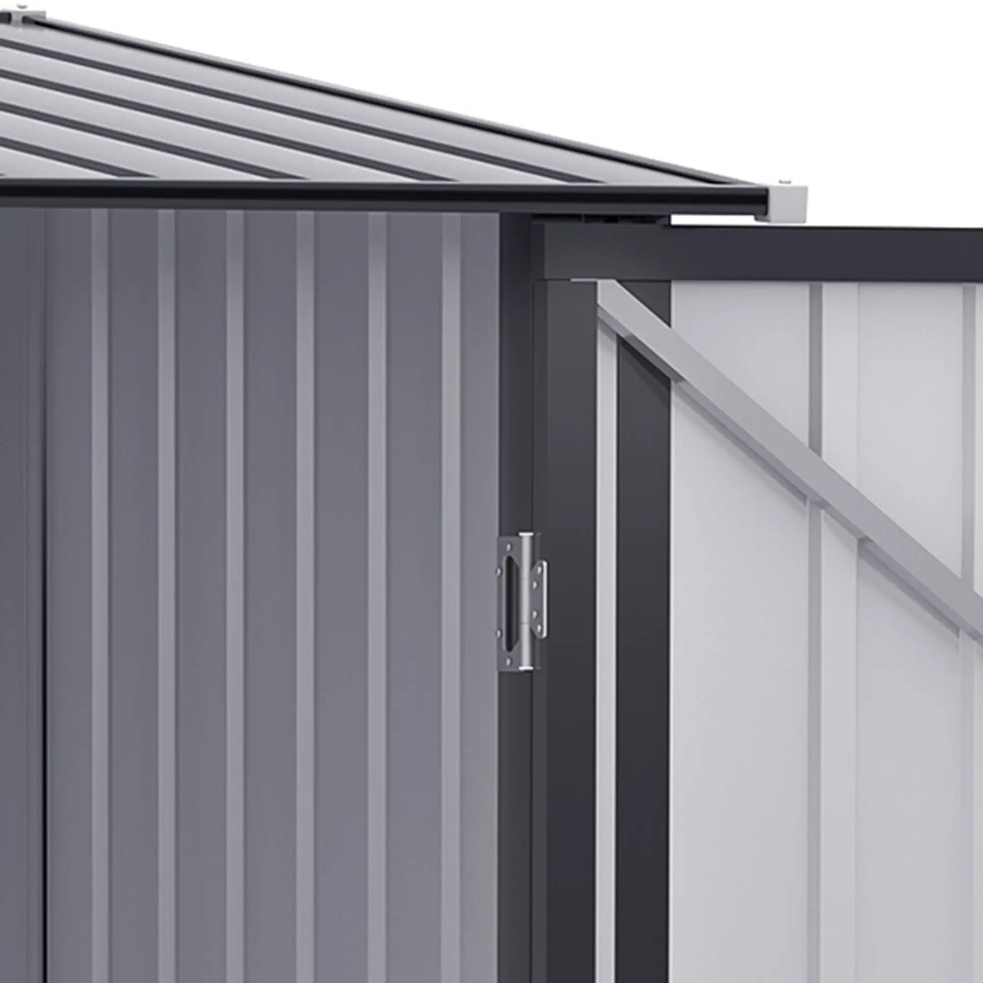 3.3' x 3.4' Lean-To Storage Shed, Galvanized Steel, Lockable Door, Dark Gray - Image 11