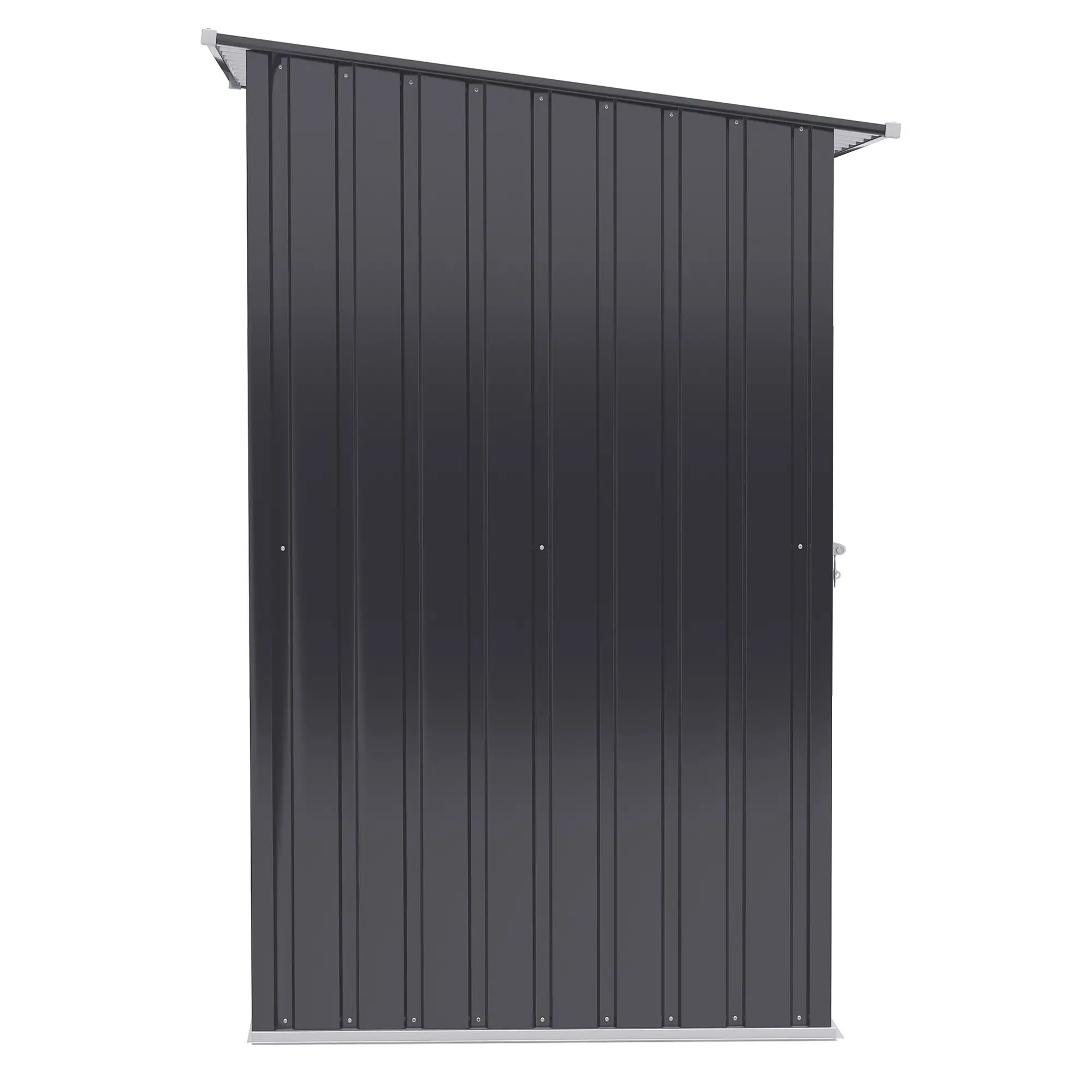 3.3' x 3.4' Lean-To Storage Shed, Galvanized Steel, Lockable Door, Dark Gray - Image 12