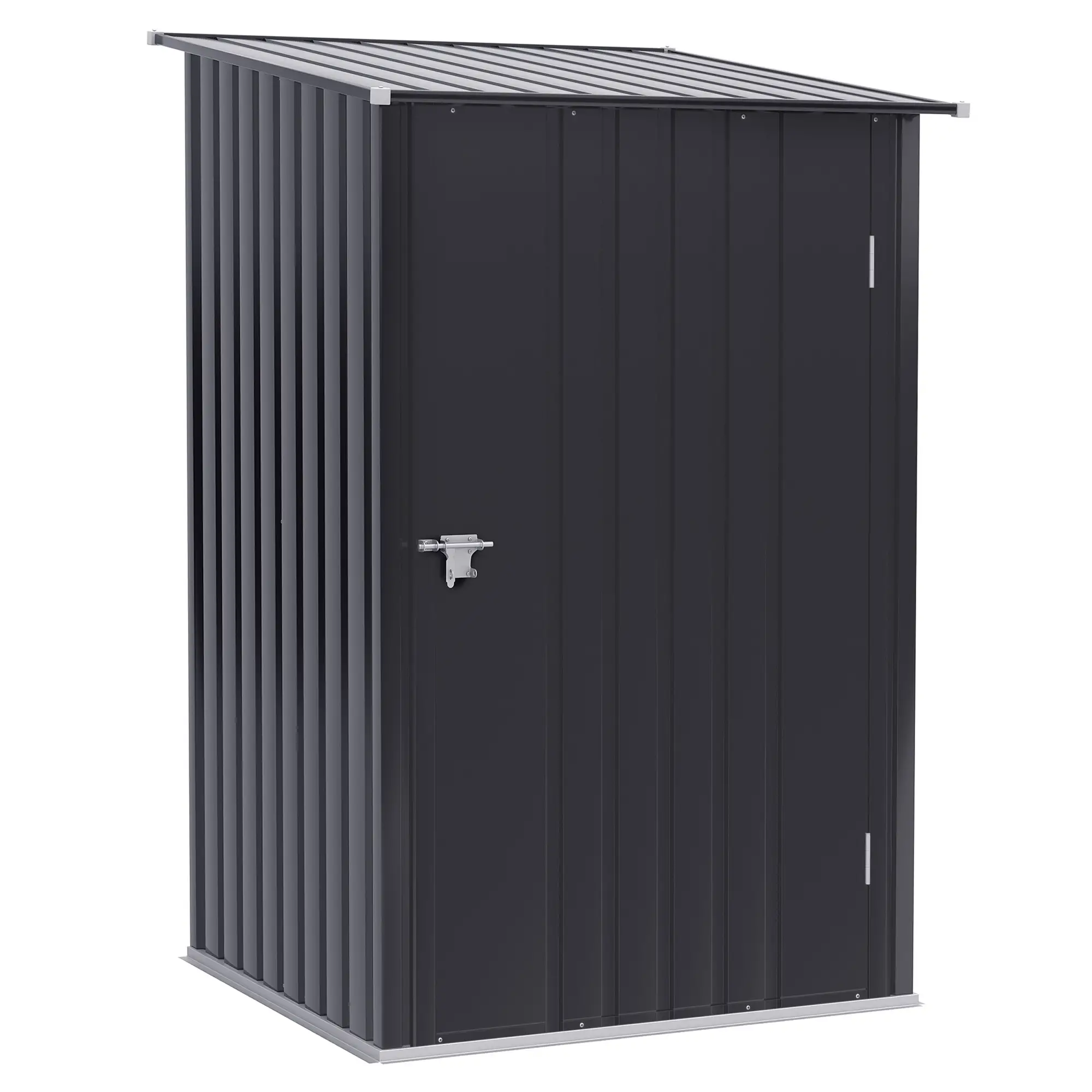 3.3' x 3.4' Lean-To Storage Shed, Galvanized Steel, Lockable Door, Dark Gray - Image 13