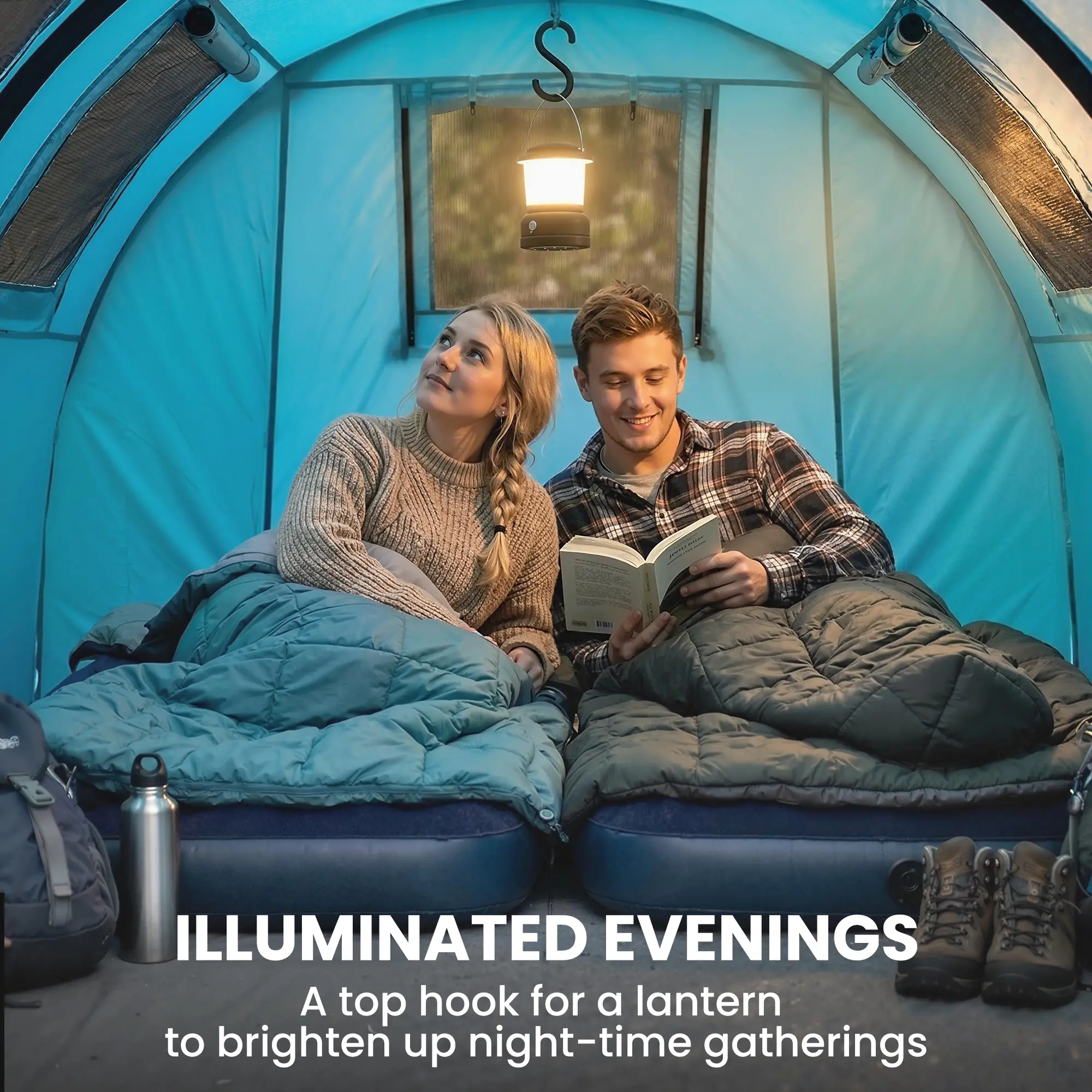 3-4 Person 2 Room Camping Tent, 3000Mm Waterproof, Sky Blue - Image 5