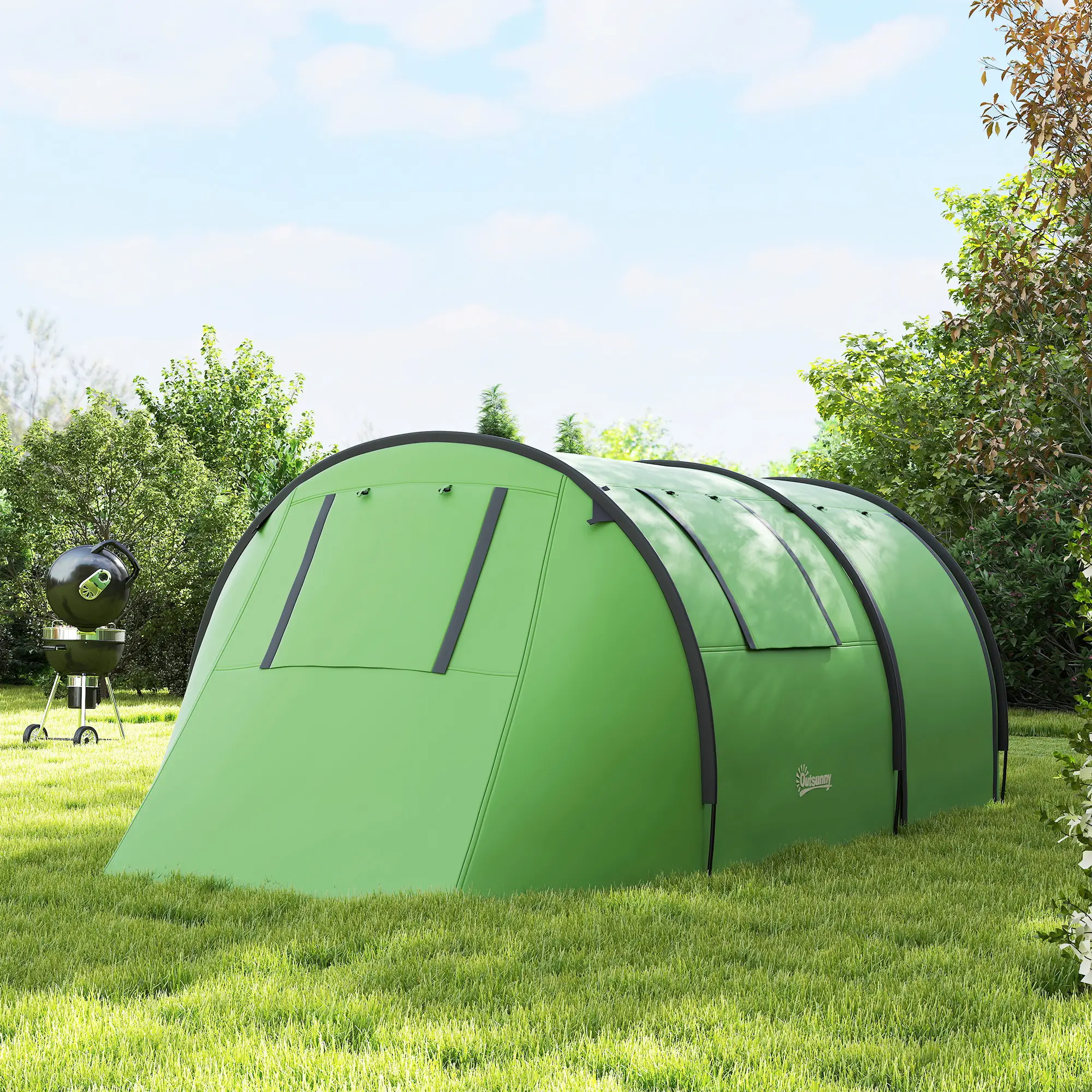 3-4 Person Camping Tent, 2 Rooms, 3000mm Waterproof, Dark Green - Image 10