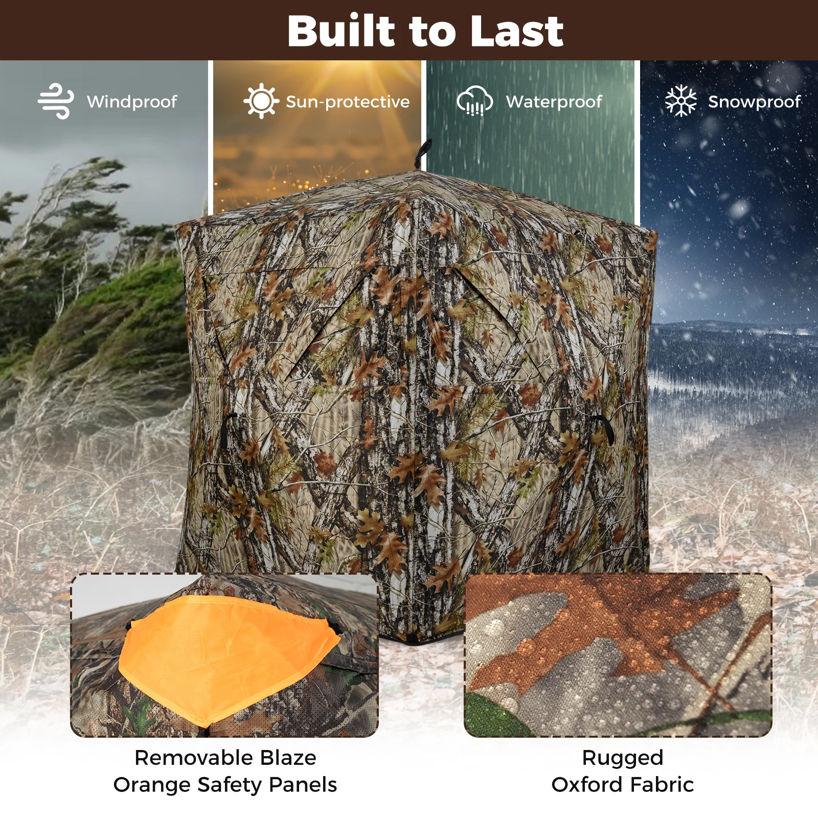 3-4 Person Hunting Blind 270° See-Through Pop-up Ground Blind with Full-Open Swing Door - Image 10