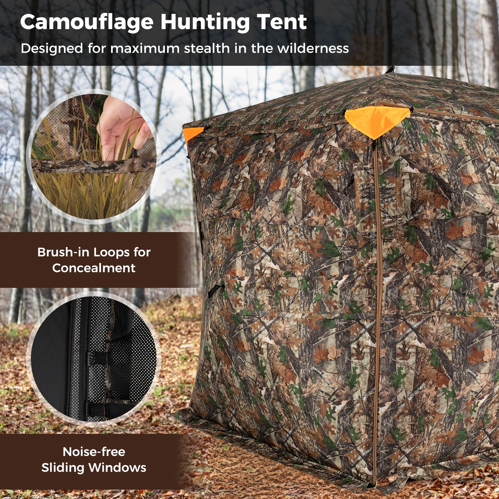 3-4 Person Hunting Blind 270° See-Through Pop-up Ground Blind with Full-Open Swing Door - Image 8