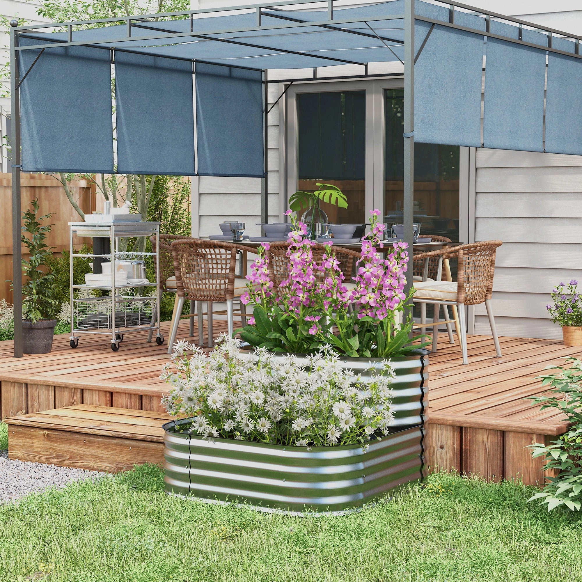 3.4'x3.4'x1' Outdoor Raised Garden Bed, 2-Tier Planter Box, Galvanized - Image 8