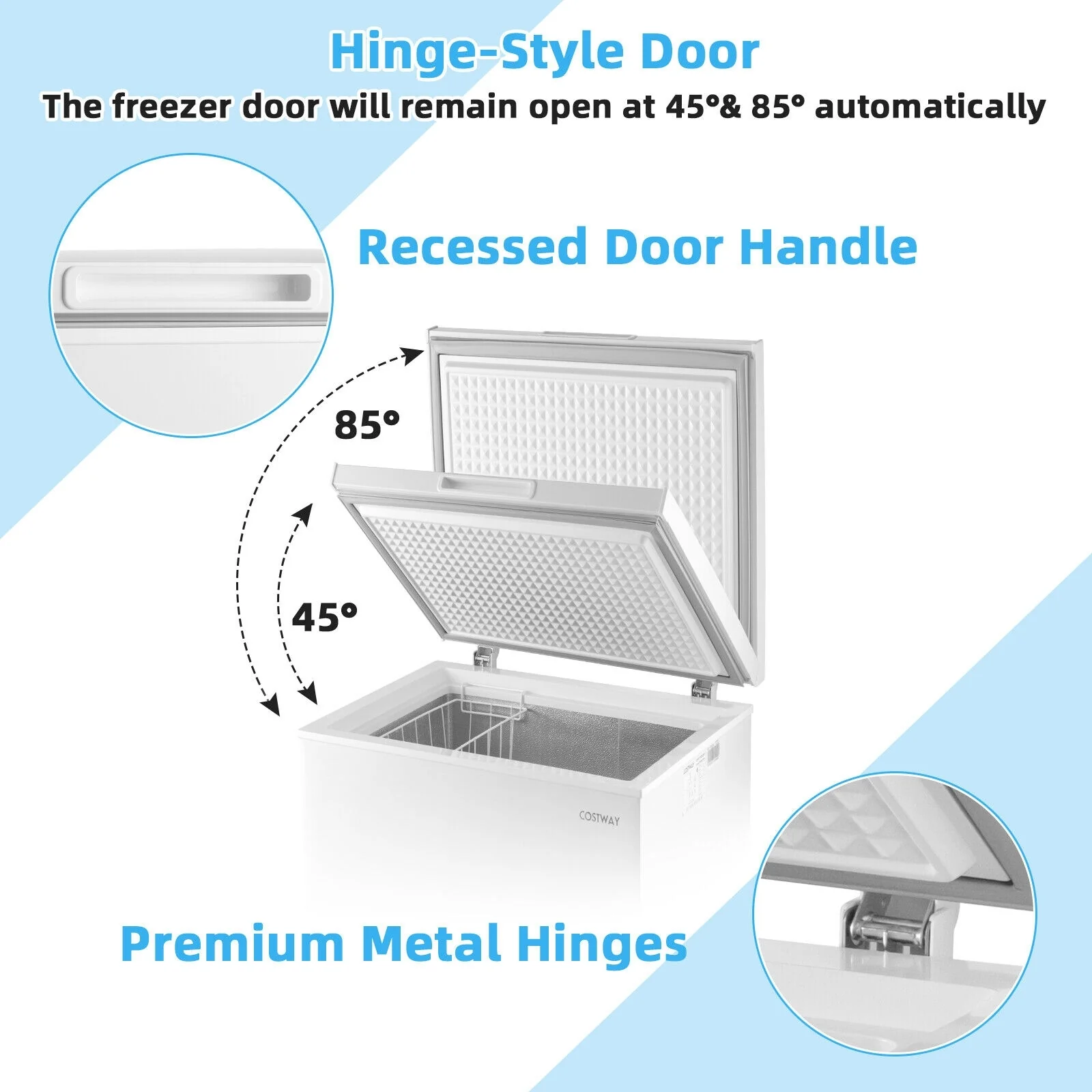 3.5 Cu.ft Compact Chest Freezer, Removable Storage Basket, White - Image 10