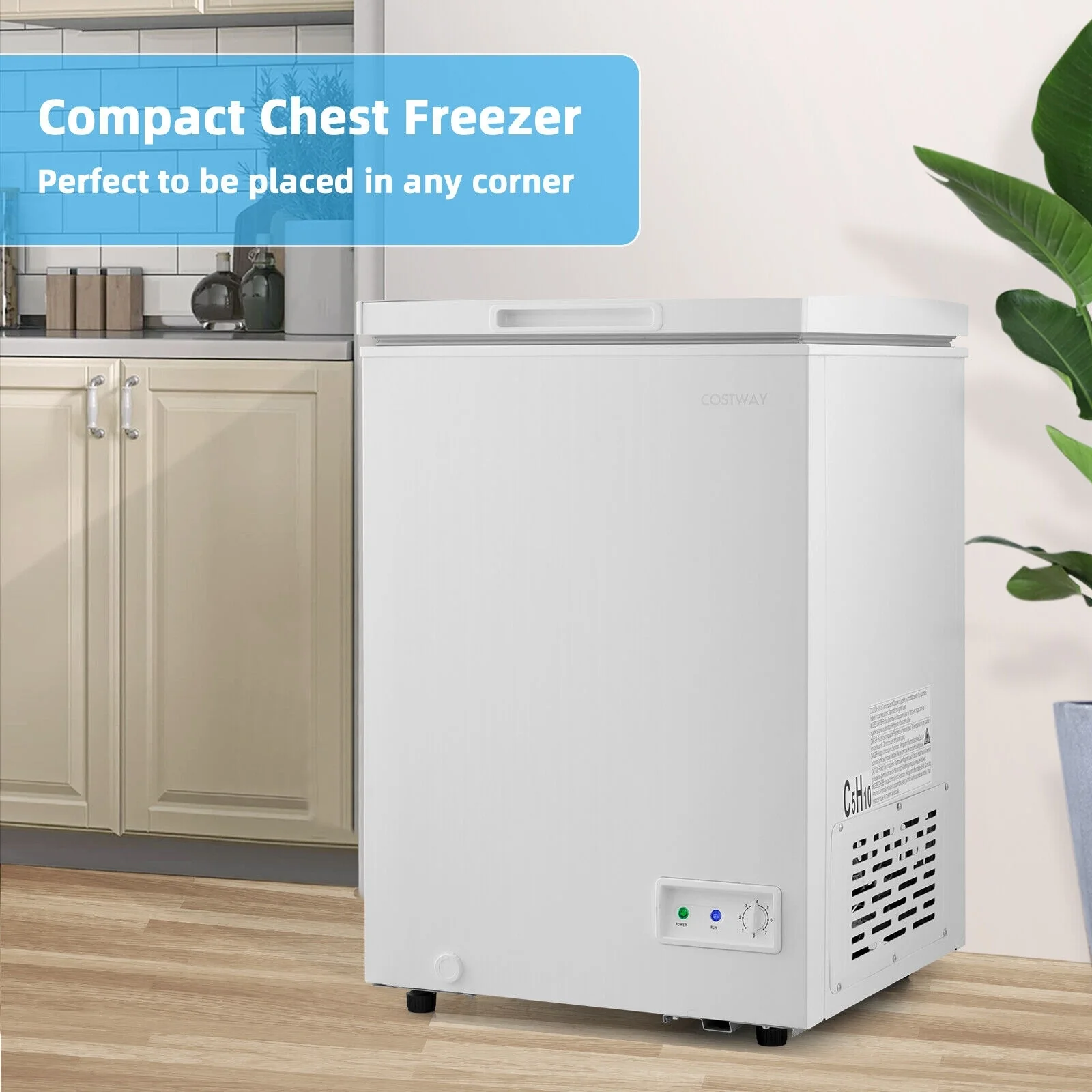 3.5 Cu.ft Compact Chest Freezer, Removable Storage Basket, White - Image 7