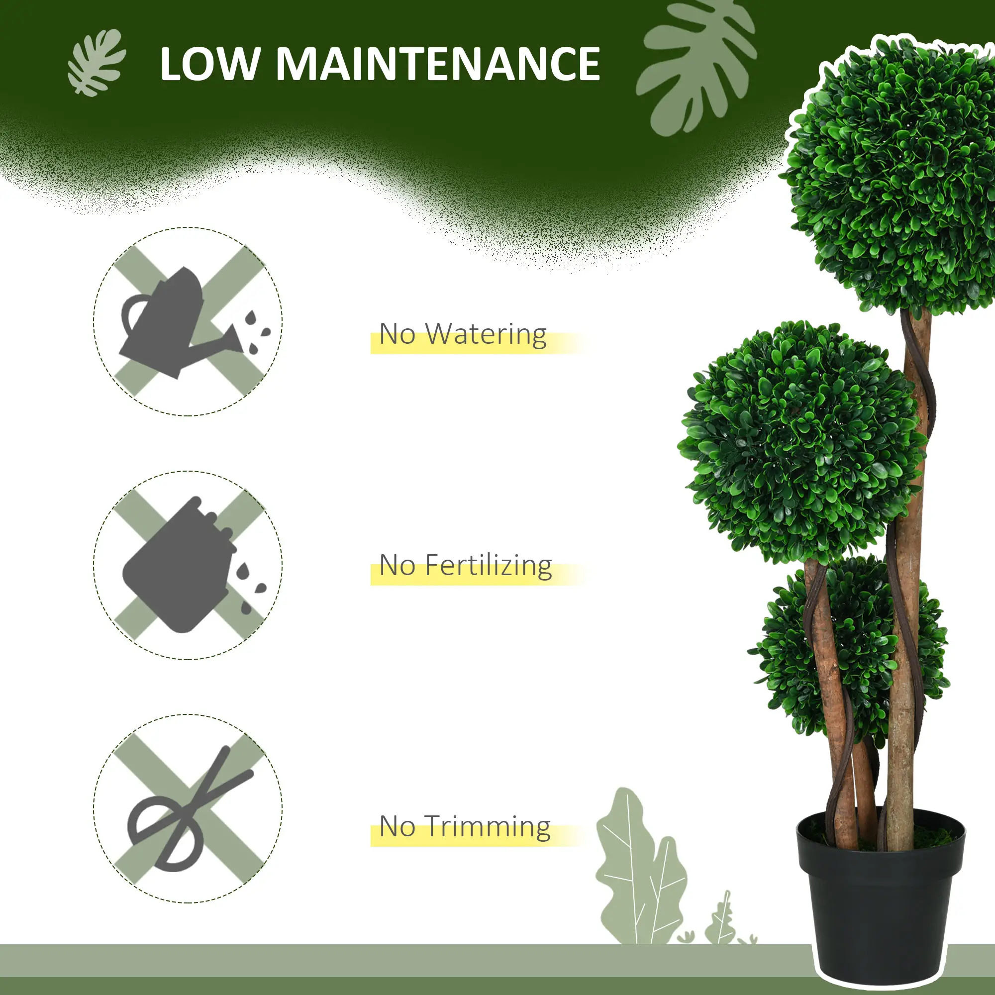 3.6ft Artificial Tree, Triple Ball Boxwood Topiary, Indoor Outdoor - Image 5
