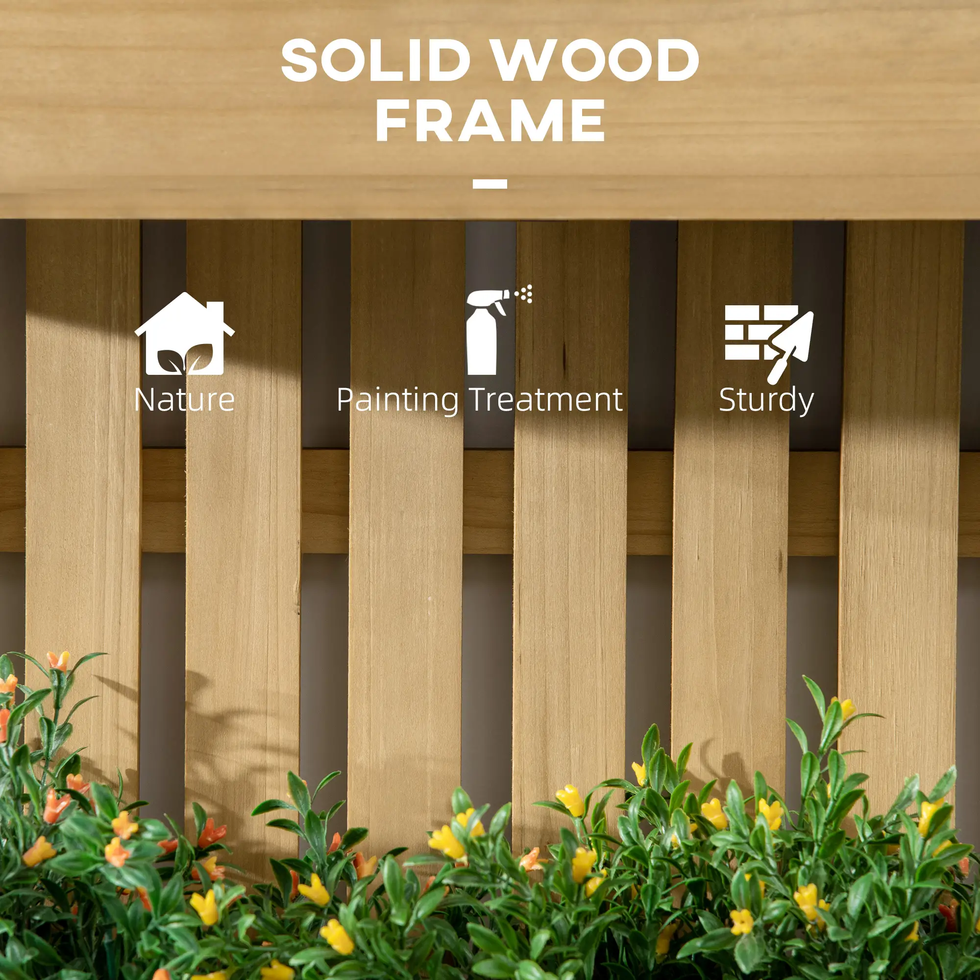 3 Box Raised Garden Bed with Trellis, Wall-Mounted Wood Planter - Image 9