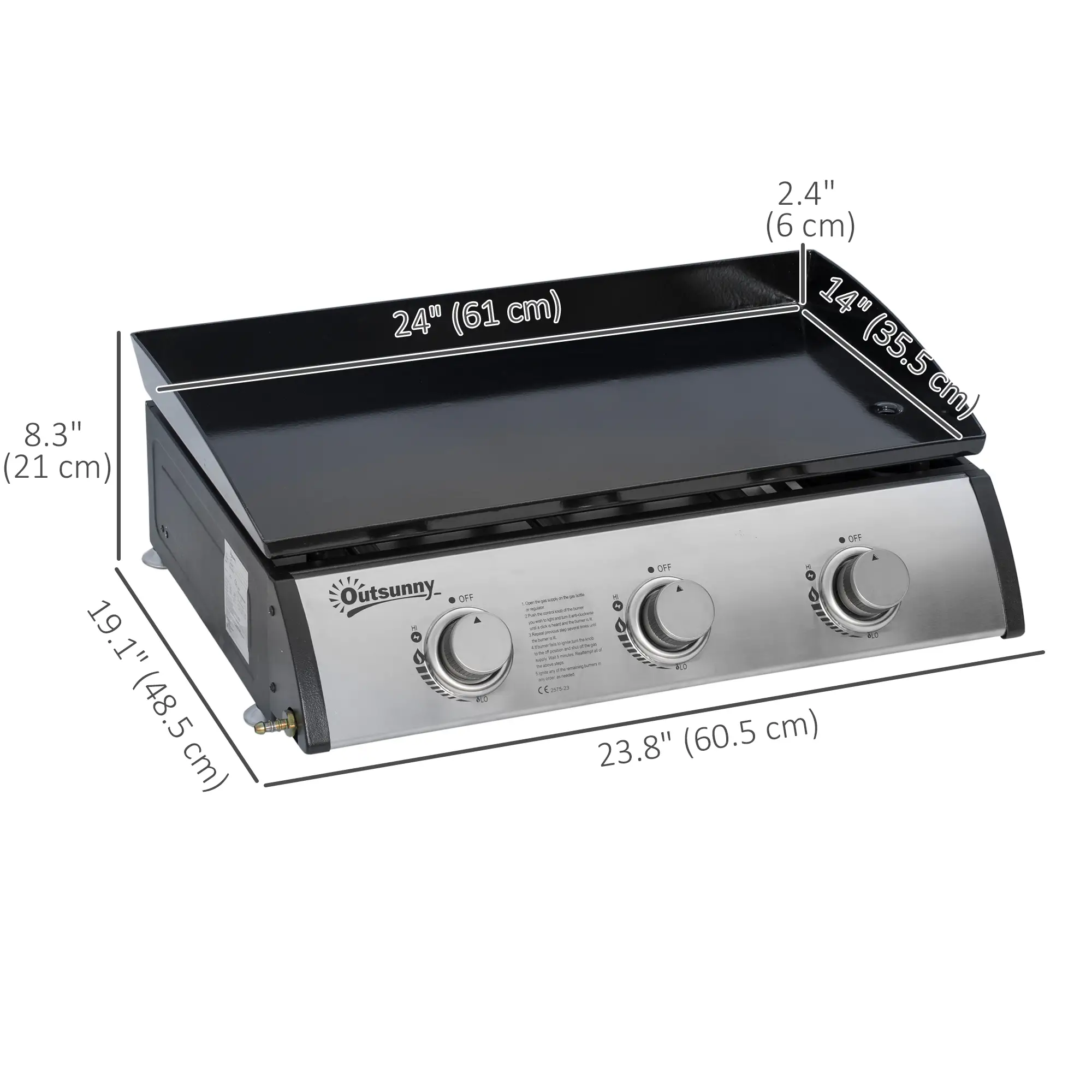 3 Burner Portable Tabletop BBQ Grill, Silver - Image 3