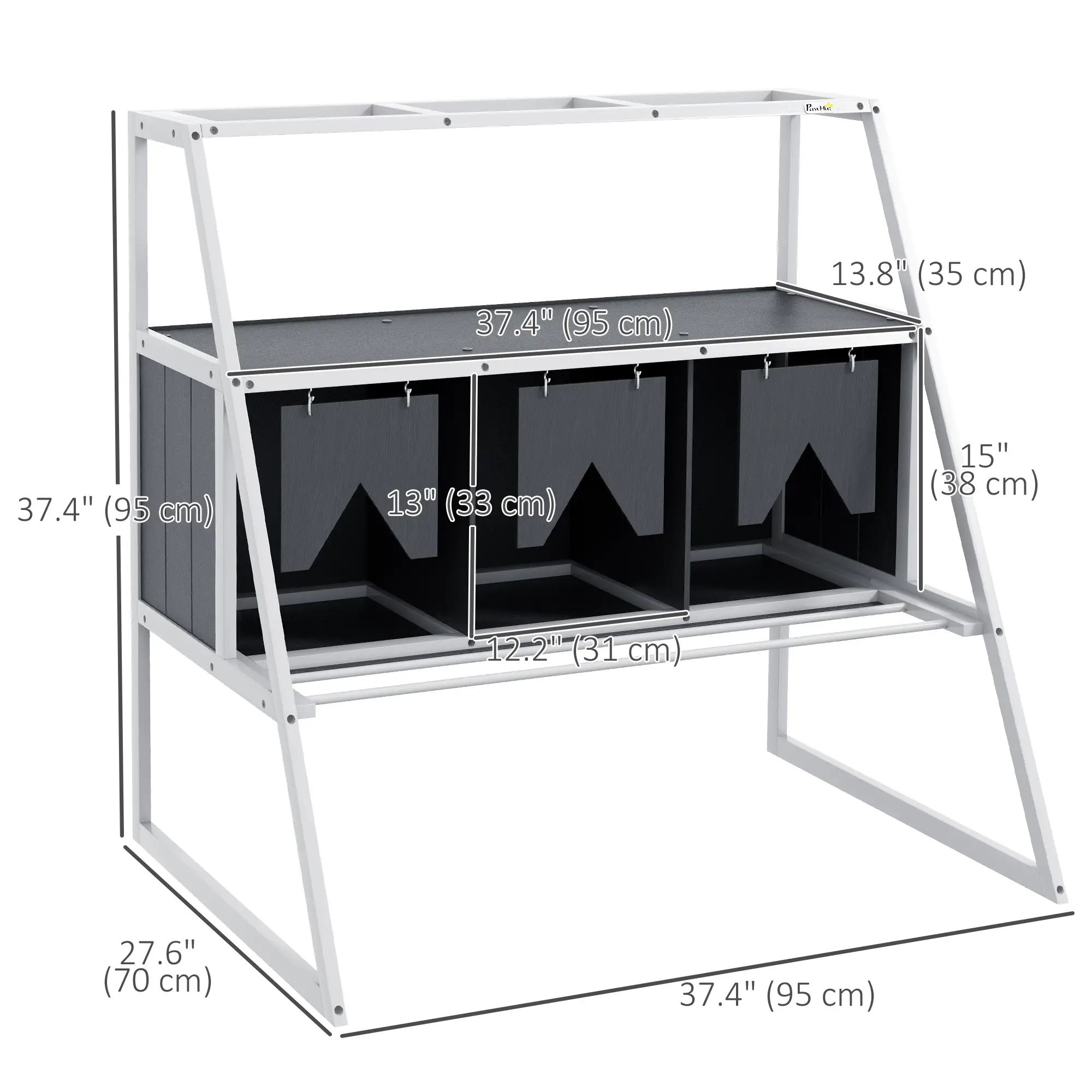 3 Compartment Chicken Nesting Box, Privacy Curtains, Perches, 6-12 Hens - Image 3