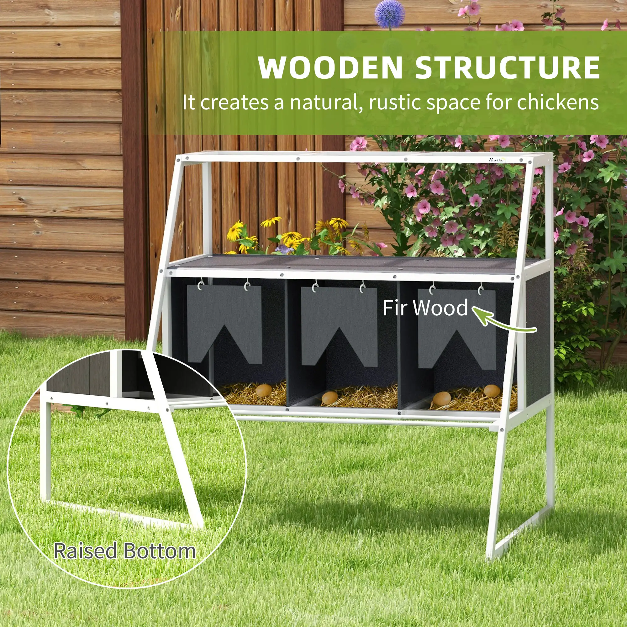 3 Compartment Chicken Nesting Box, Privacy Curtains, Perches, 6-12 Hens - Image 5