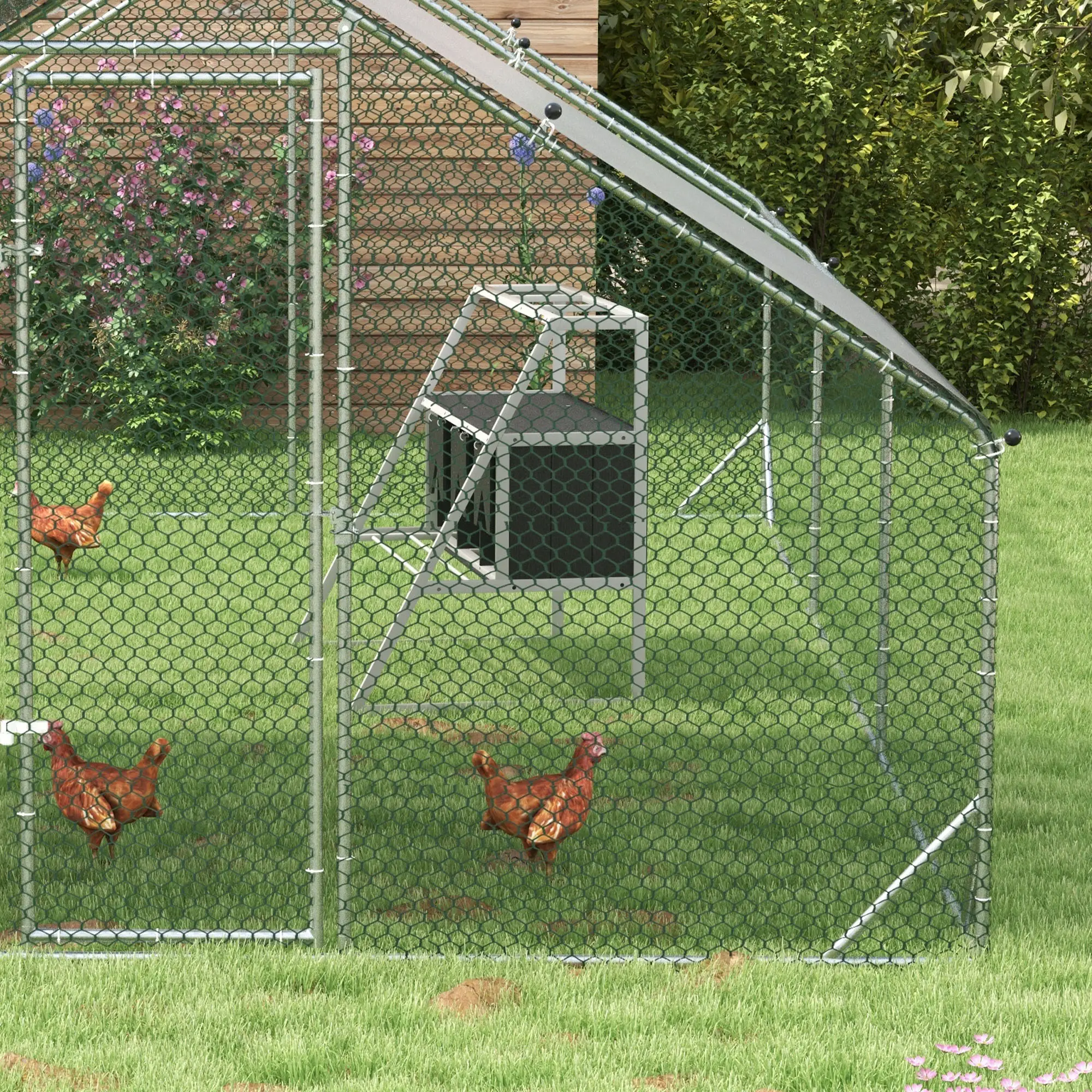 3 Compartment Chicken Nesting Box, Privacy Curtains, Perches, 6-12 Hens - Image 7