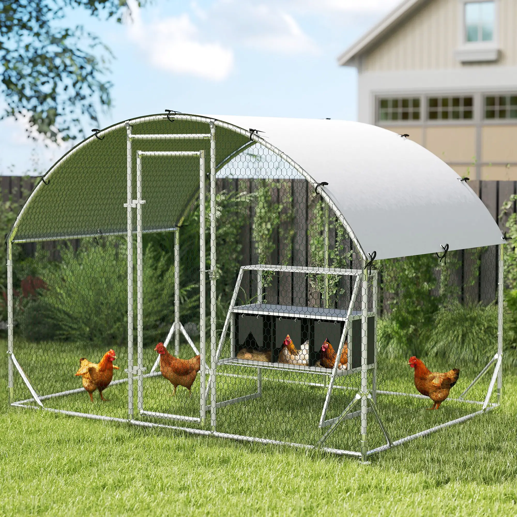 3 Compartment Chicken Nesting Box, Privacy Curtains, Perches, 6-12 Hens - Image 8