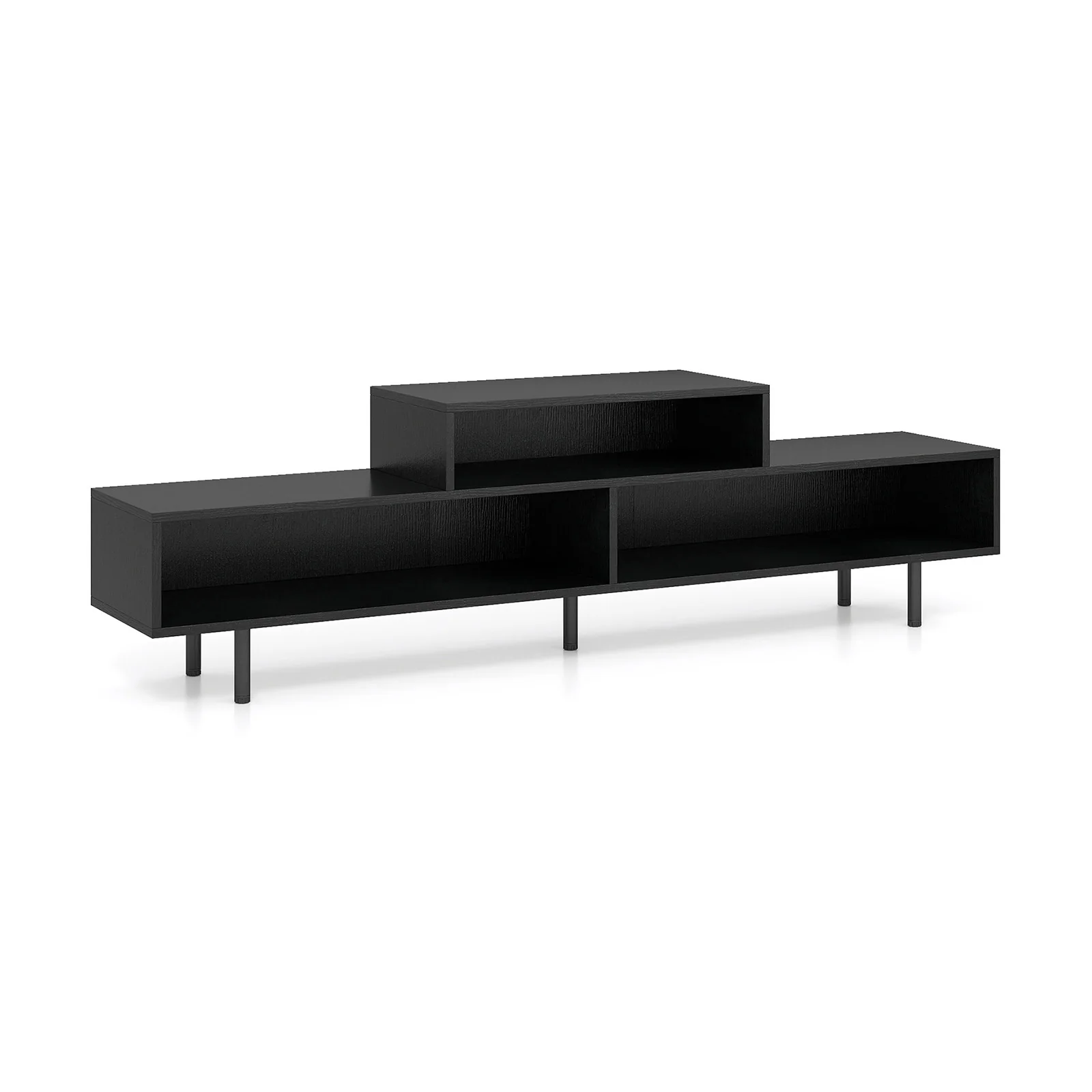 3 Cubby TV Stand for TVs up to 70 Inch Entertainment Center with Open Storage Compartments, Black - Image 5